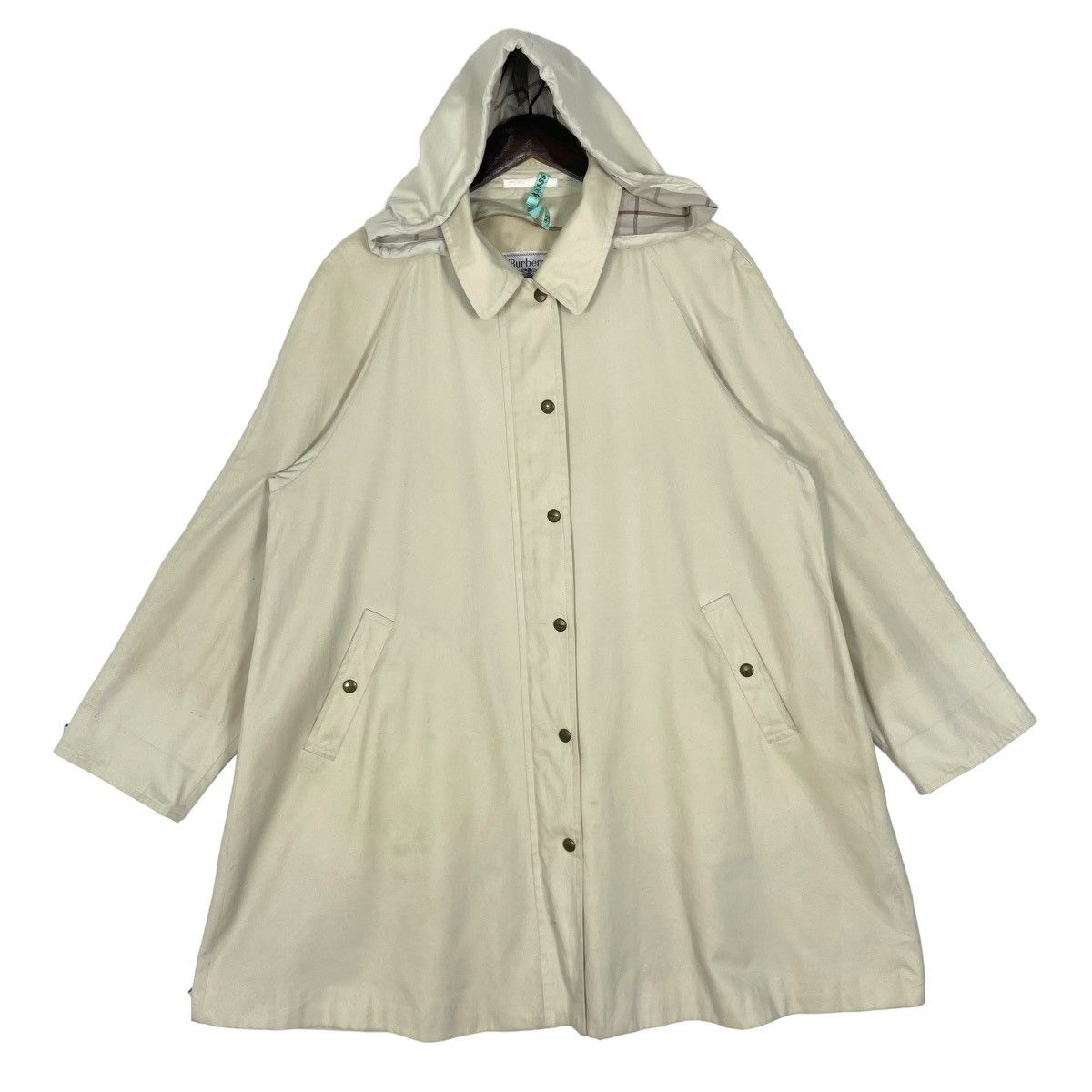 Burberry Vintage 90s Burberrys Trench Coat Hoodie Button Up Jacket Size US L / EU 52-54 / 3 - 2 Thumbnail