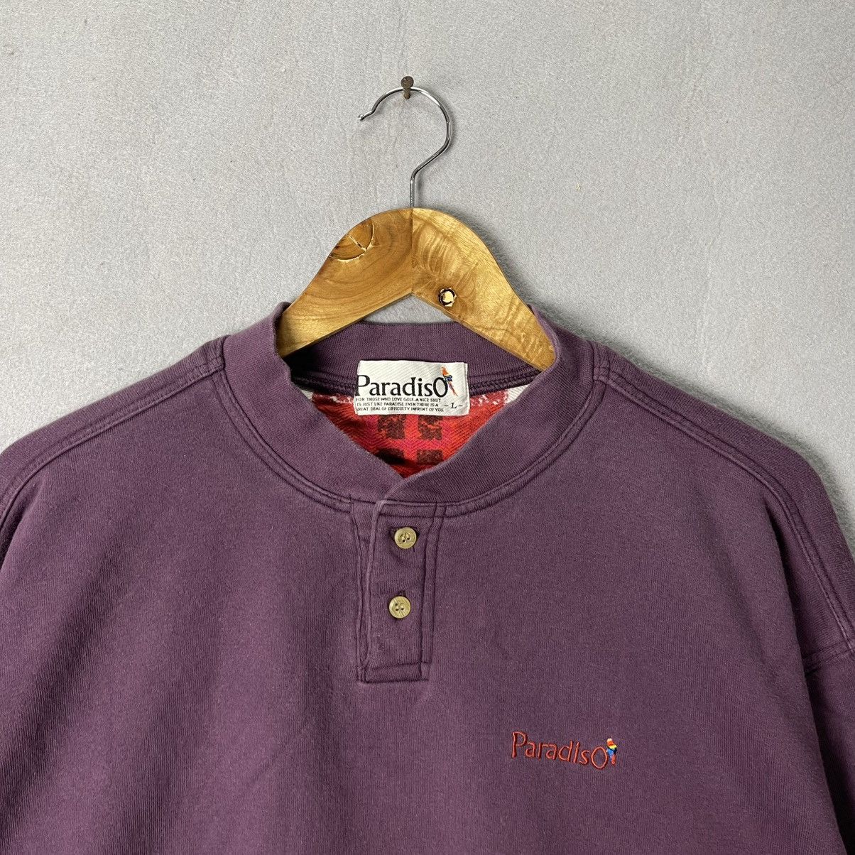 Japanese Brand Paradiso Henley Sweatshirt – Purple (Made in Japan, Size L) Size US L / EU 52-54 / 3 - 2 Thumbnail