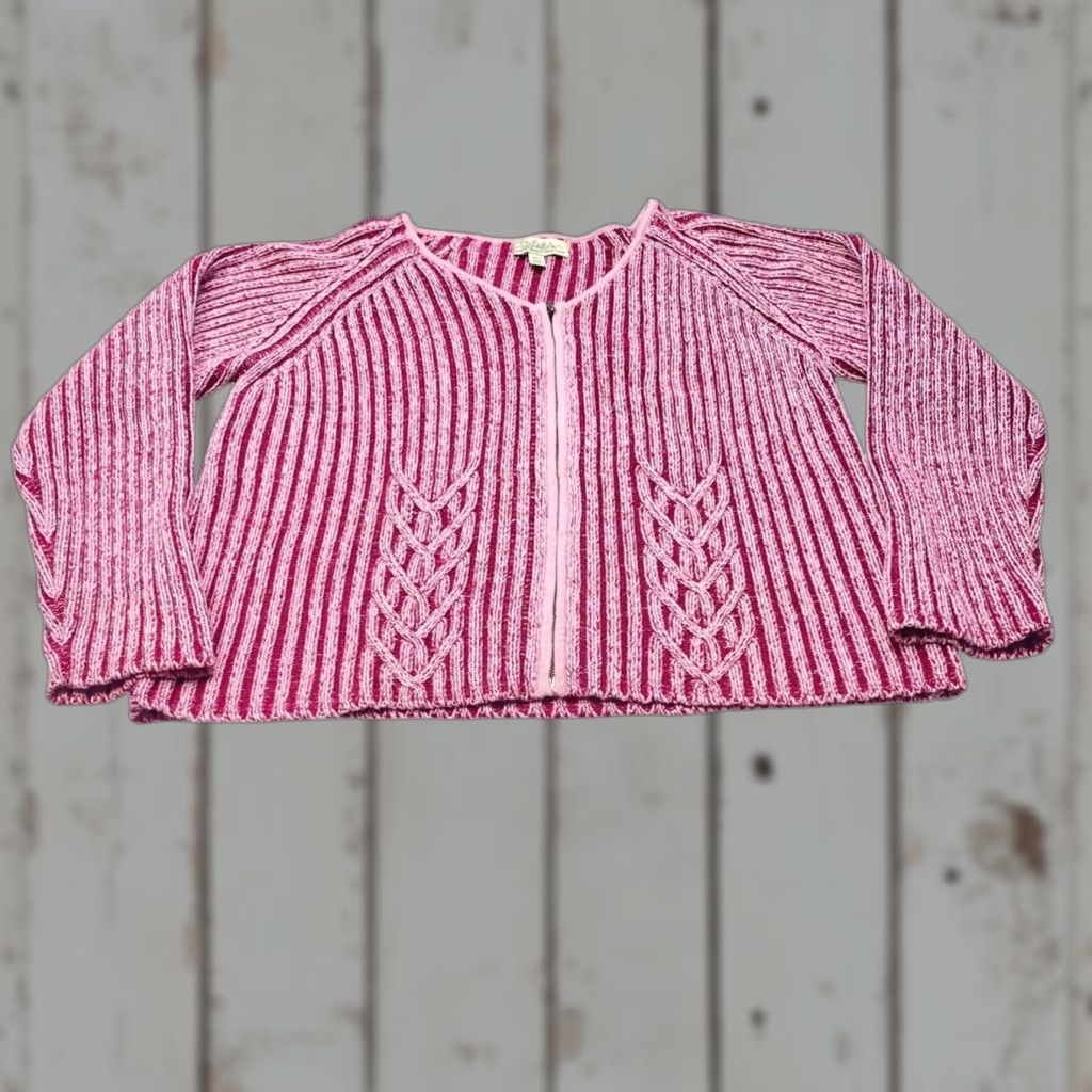 Vintage VINTAGE Cabela's Women’s Cardigan Sweater 2XL Full Zip Cable Knit Pink Hong Kong Size XXL / US 16-18 / IT 52-54 - 1 Thumbnail