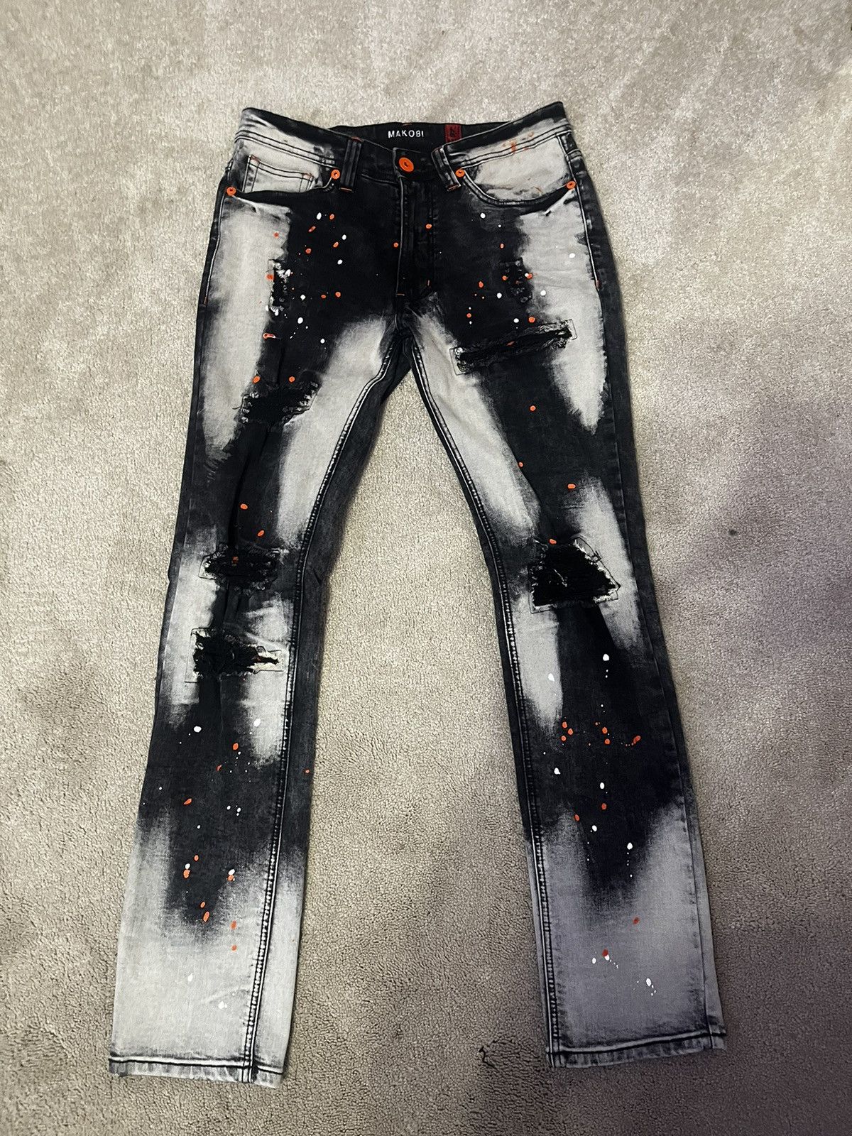 image of Vintage Makobi Grey/black Jeans, Men's (Size 32)