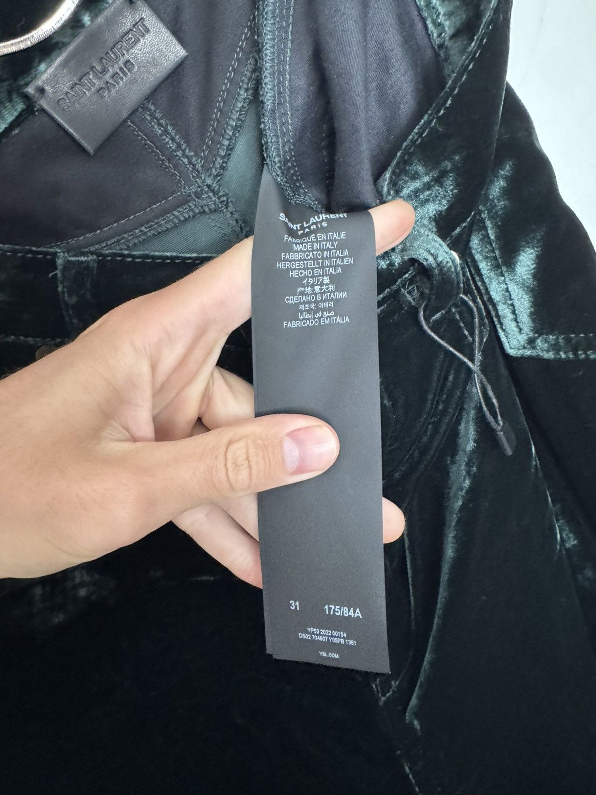 Saint Laurent Paris Green Velour Highwaisted pants Size US 31 - 7 Thumbnail