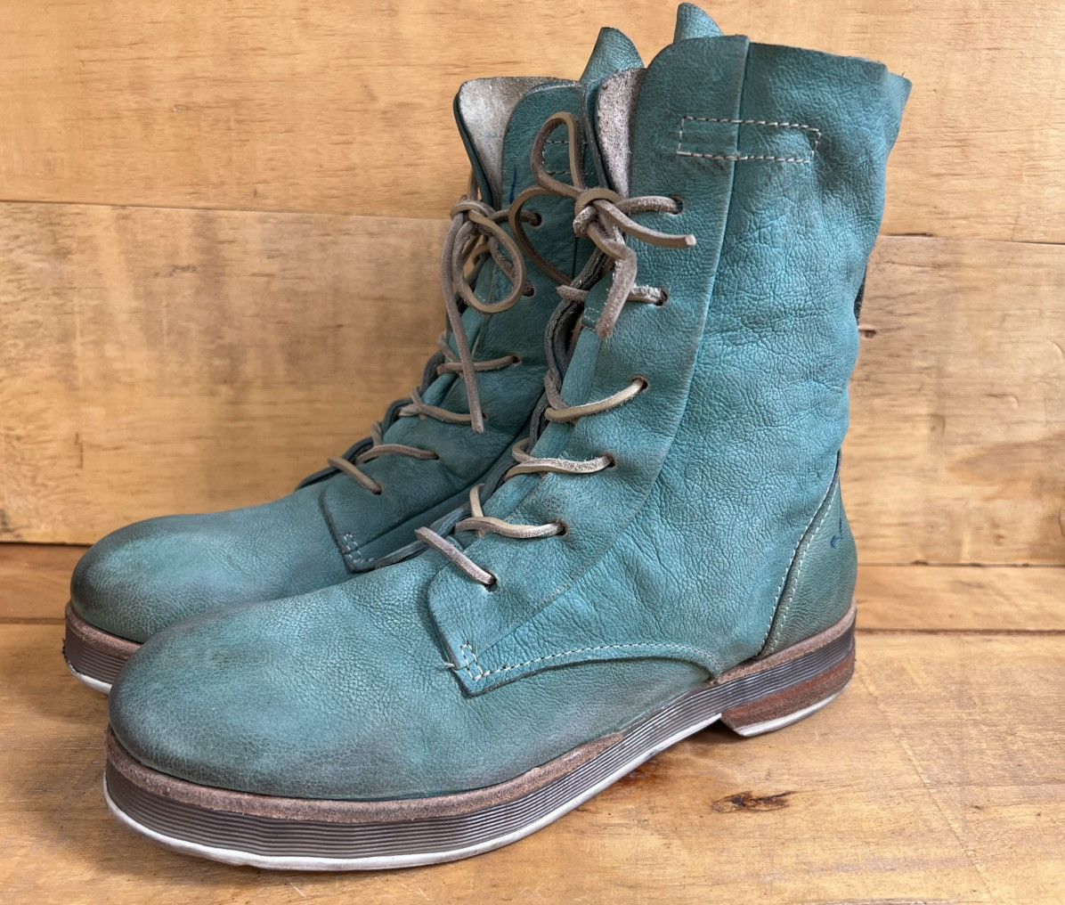 A.S.98 Airstep AS98 Green Leather Biker Ankle Boots Size US 10 / IT 40 - 4 Thumbnail