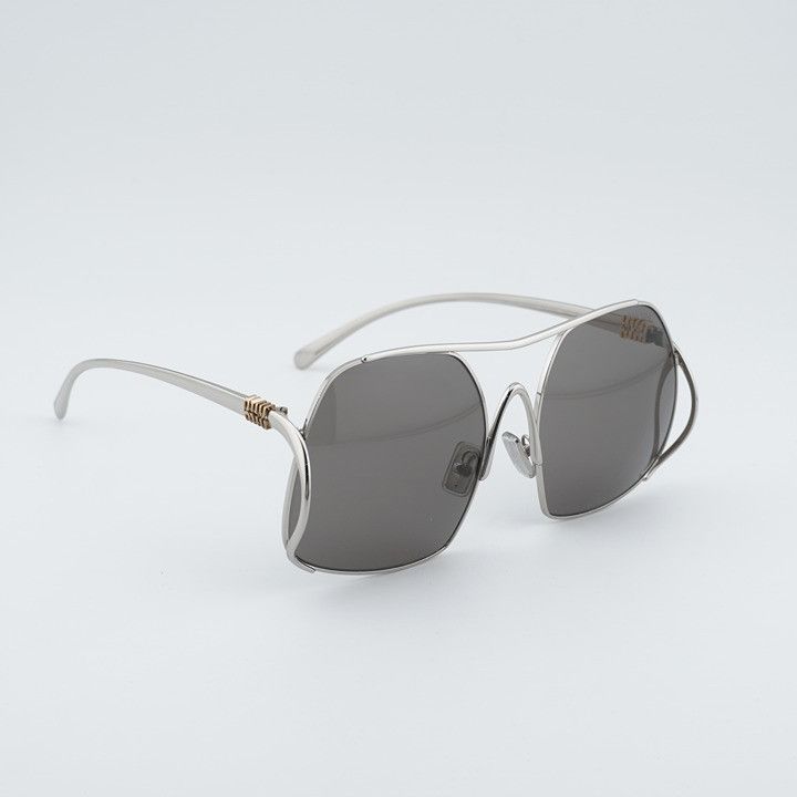 Miu Miu Miu Miu MUA55S 1BC80Q Sunglasses Silver Square Frame Size ONE SIZE - 5 Thumbnail