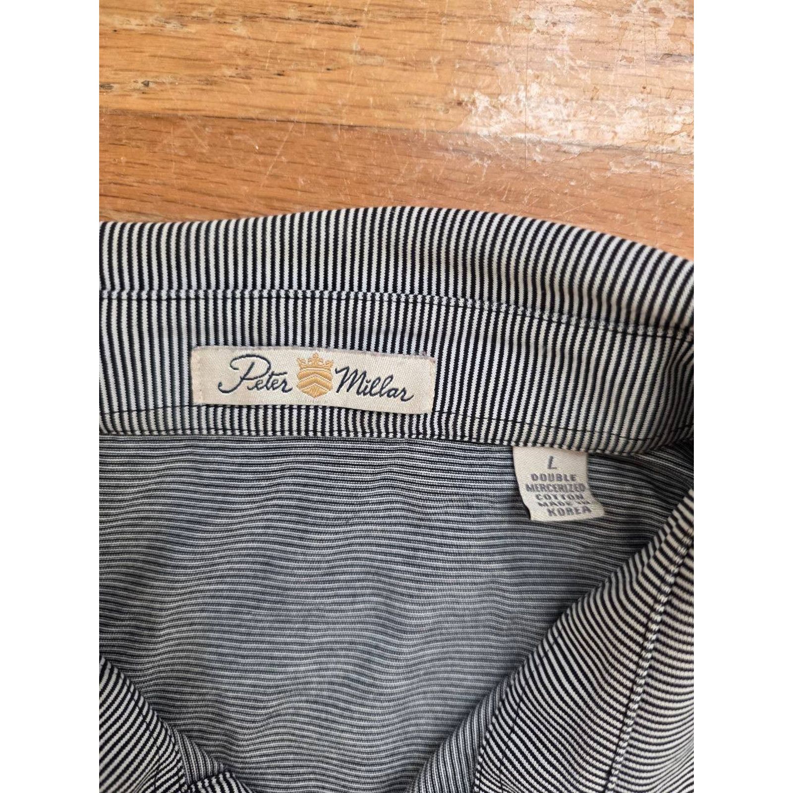 Peter Millar Peter Millar Polo Gray Stripe Shell Buttons Short L A001135 Size US L / EU 52-54 / 3 - 6 Thumbnail