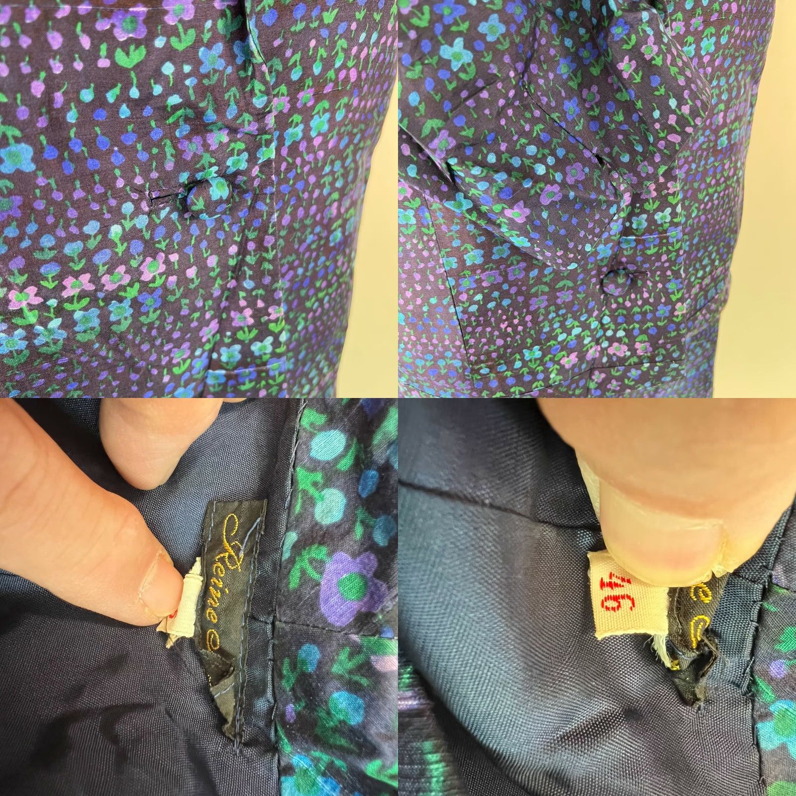Vintage Renie Seide Women Floral Blue Suit Skirt Set 46 Casual Fall Spring Summer Winter Size 32" / US 10 / IT 46 - 8 Thumbnail