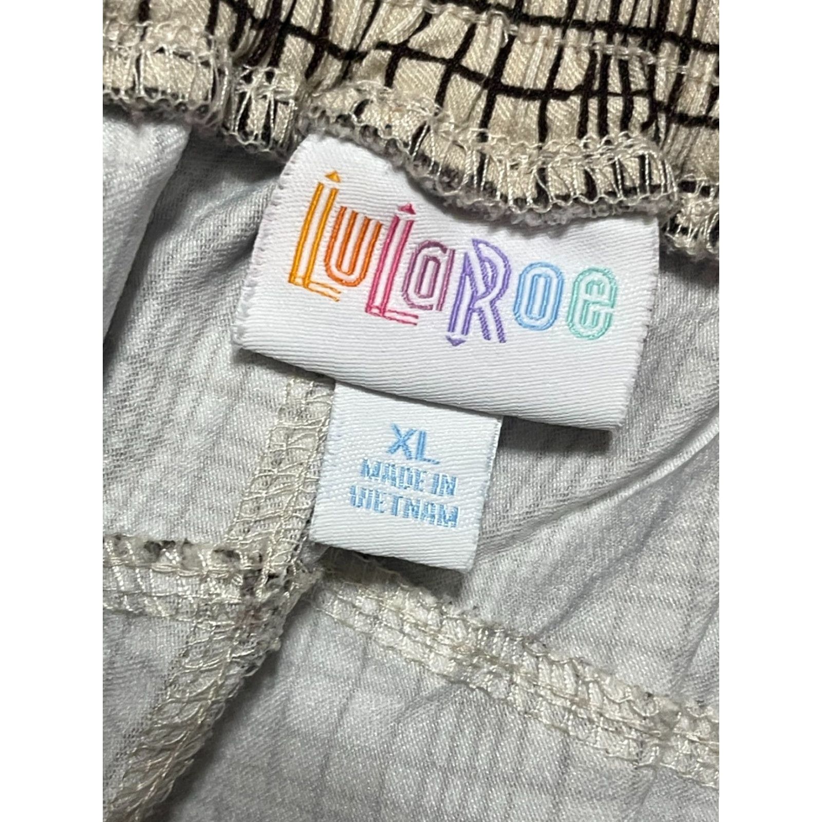 Vintage LulaRoe Pants Women's XL Black Cream Check Pull On Size 40" / US 18 - 4 Thumbnail