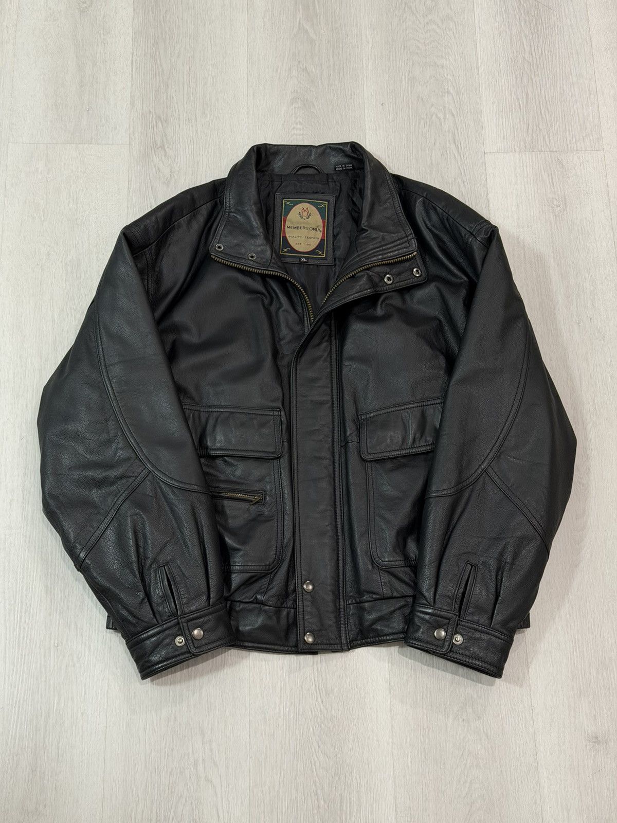 Members Only Vintage 80s Members Only Leather Bomber Jacket Black Size XL Size US XL / EU 56 / 4 - 1 Thumbnail