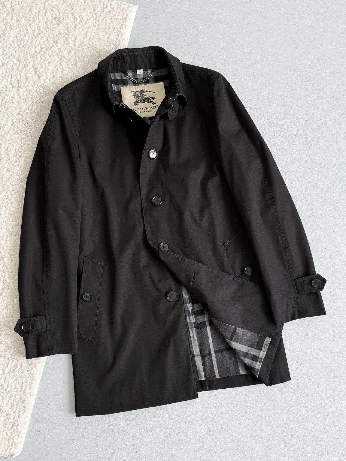 Burberry Burberry Coat Black Cotton Mens Mac Coat Jacket Size US M / EU 48-50 / 2 - 2 Thumbnail