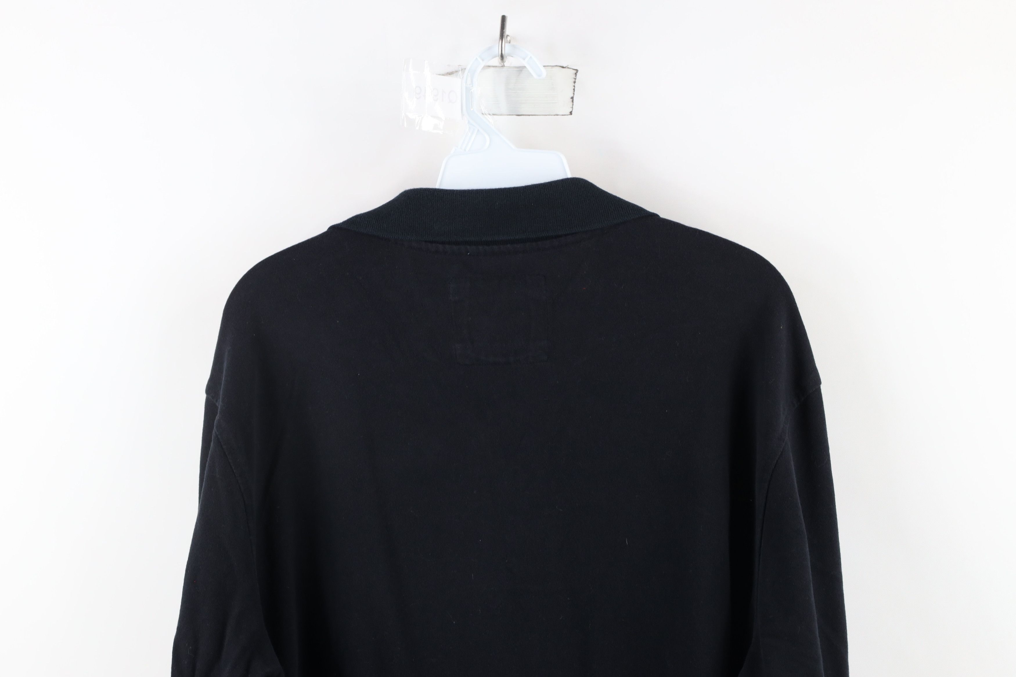 Vintage Vintage 90s Streetwear Blank Long Sleeve Polo Shirt Black Size US L / EU 52-54 / 3 - 11 Thumbnail