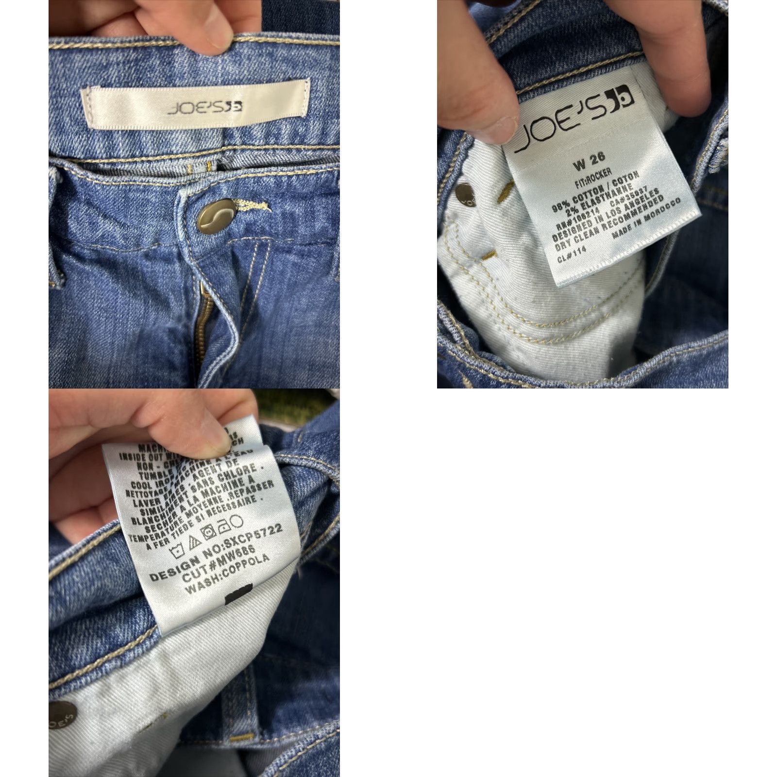 Vintage Joe's Jeans Rocker Flare Jeans Women's Medium Wash Blue 30x32 5-Pocket Distressed No Zip Closure Cotton Denim Vintage: No Size 26 Regular Size 26" / US 2 / IT 38 - 9 Thumbnail