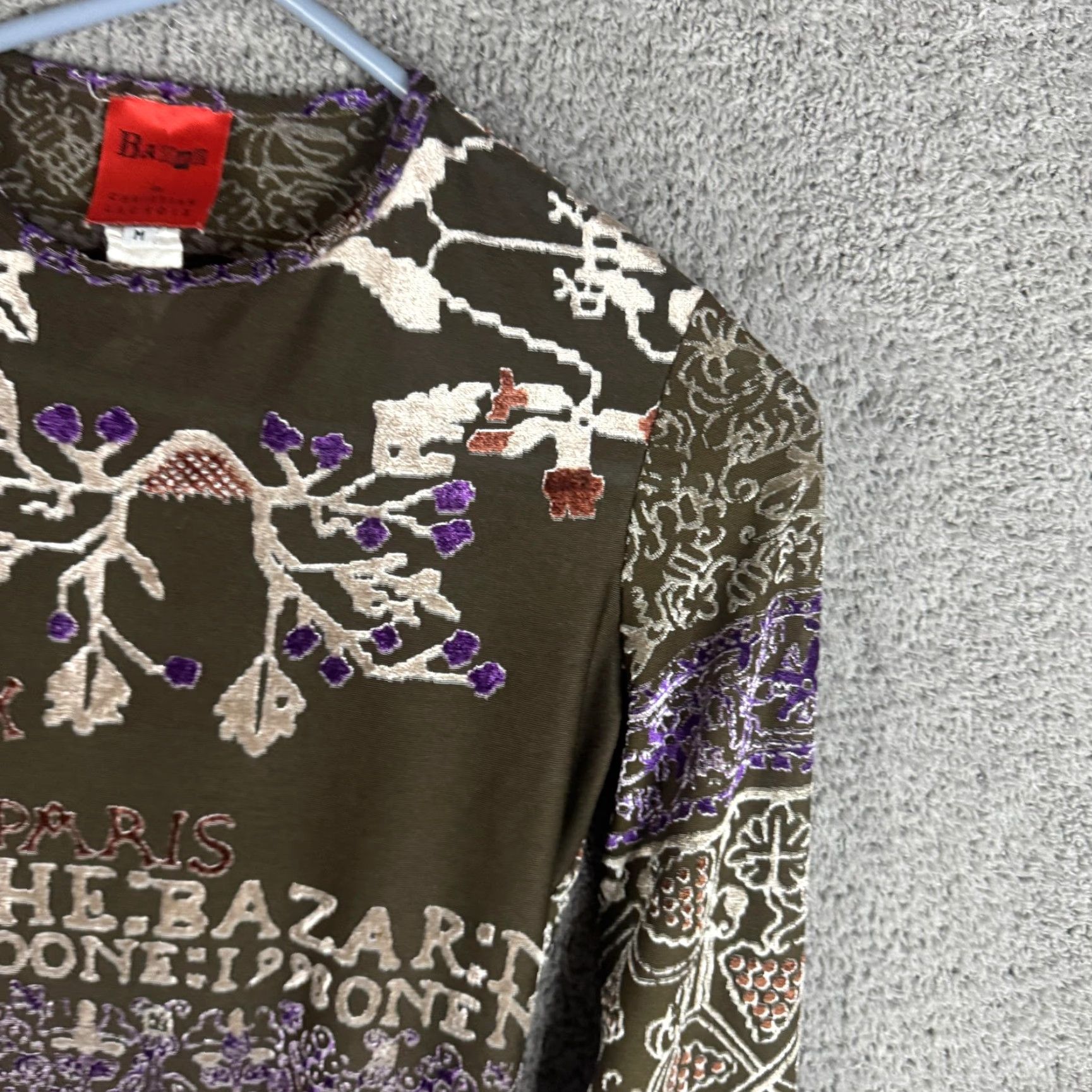 Christian Lacroix Bazar de Christian Lacroix Shirt Womens M Multicolor Embroidered Made Italy Jersey Long Sleeve Crew Neck Floral Size M / US 6-8 / IT 42-44 - 4 Thumbnail