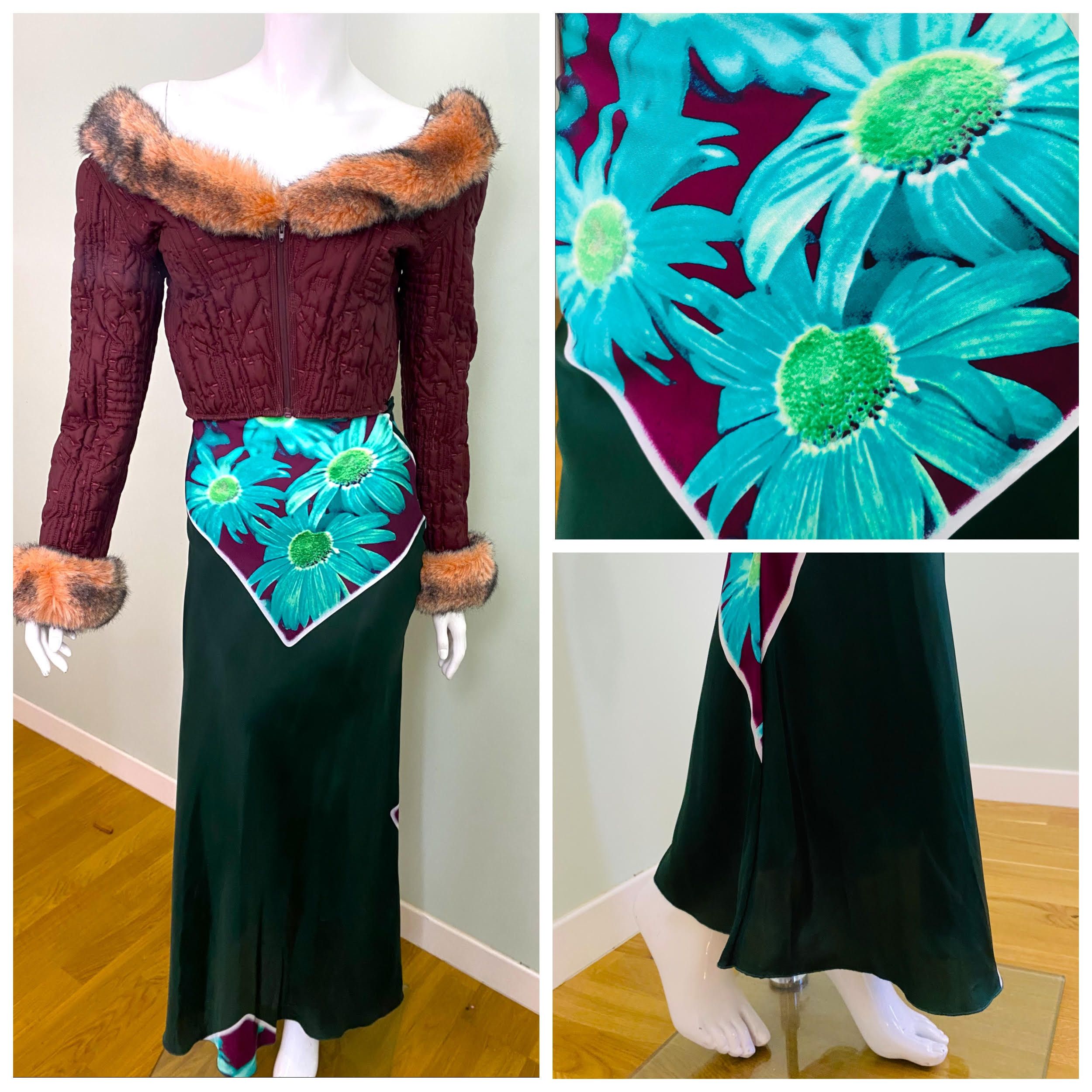 Jean Paul Gaultier Jean Paul Gaultier Floral Poison Green Maxi Skirt Size 27" / US 4 / IT 40 - 1 Thumbnail