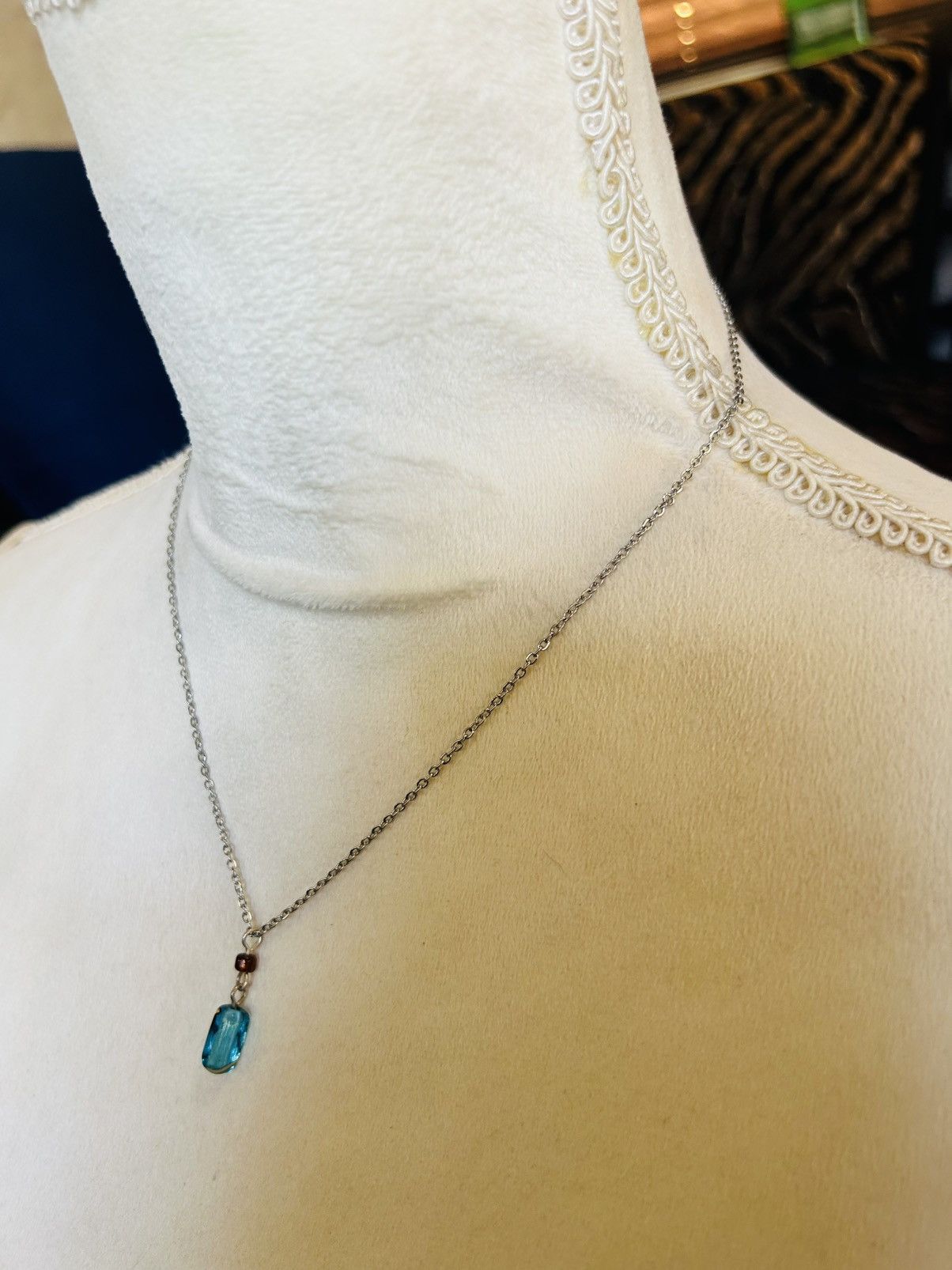 Handmade Handcrafted vintage glass pendant on chain necklace Size ONE SIZE - 4 Thumbnail