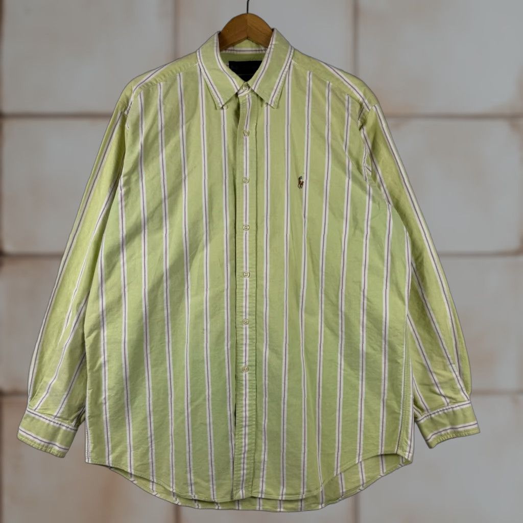 Ralph Lauren Ralph Lauren Men's Large Classic Fit Long Sleeve Button-Up Green Pink Striped Shirt Size US L / EU 52-54 / 3 - 1 Thumbnail
