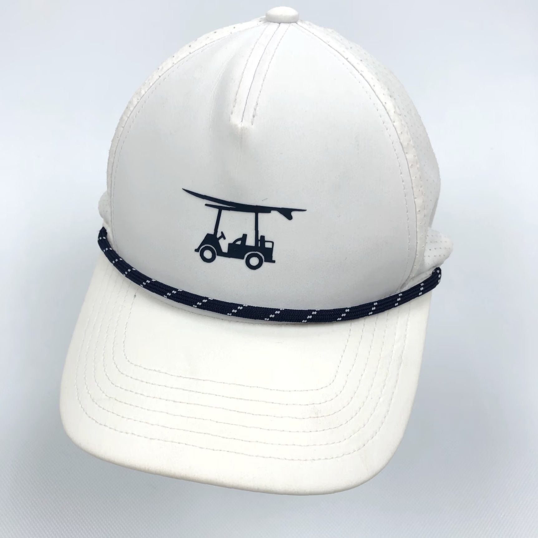 Vintage BALD HEAD BLUES White Hat Golf Cart Surfboard Performance Snapback Cap Unisex Adults One Size Fits All Size ONE SIZE - 2 Thumbnail