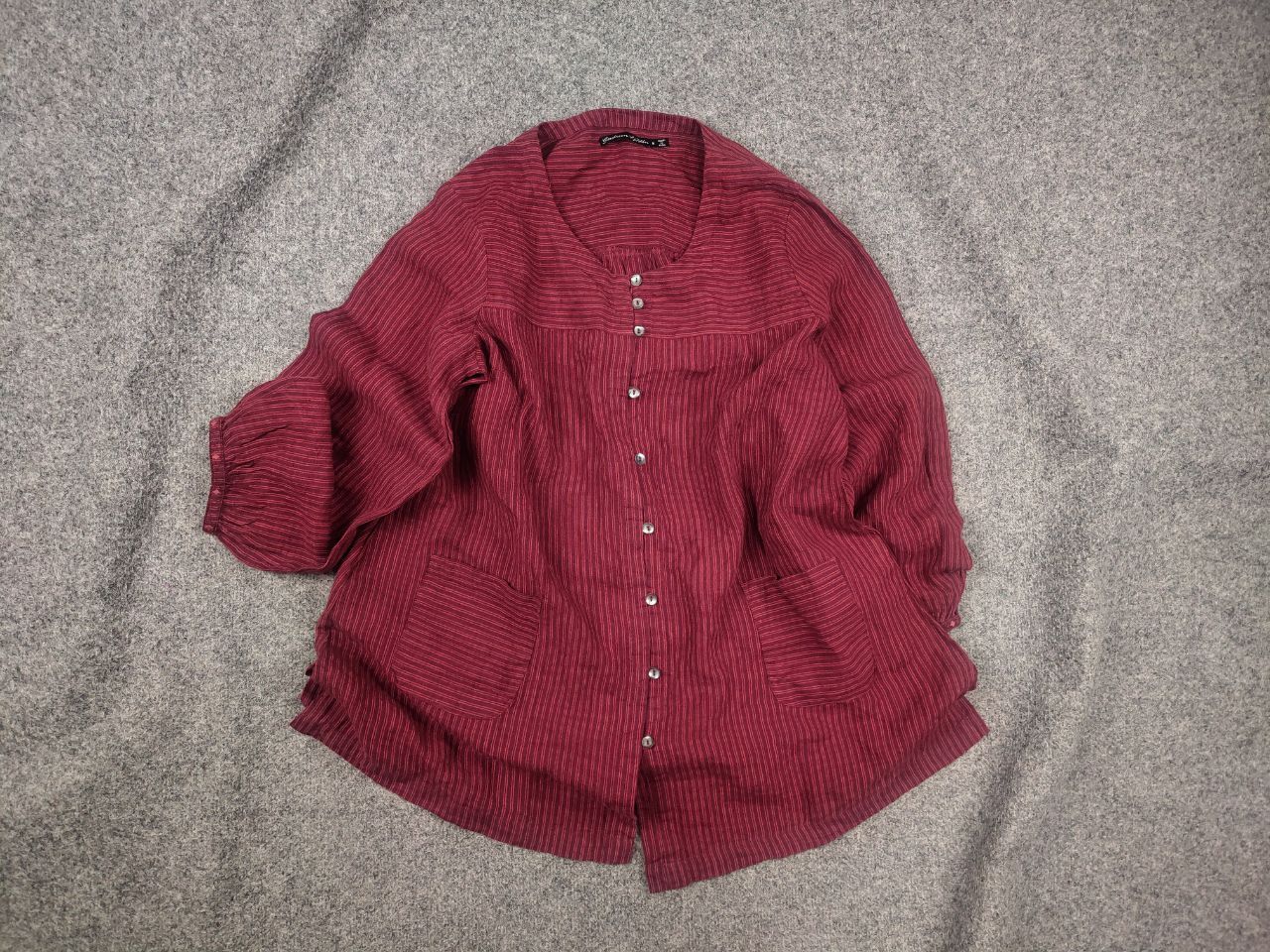Gudrun Sjoden Gudrun Sjöden Linen Red Striped Button Long Sleeve Tunic Top Size M / US 6-8 / IT 42-44 - 1 Thumbnail