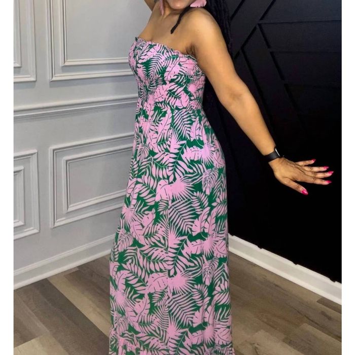 Designer TIMING Spring Fling Maxi Dress In Pink/green Print Grailed