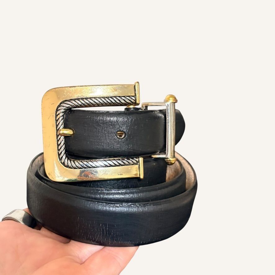 Other Vintage Millennium Genuine Leather 38" Belt Black Silver Gol Size ONE SIZE - 2 Thumbnail