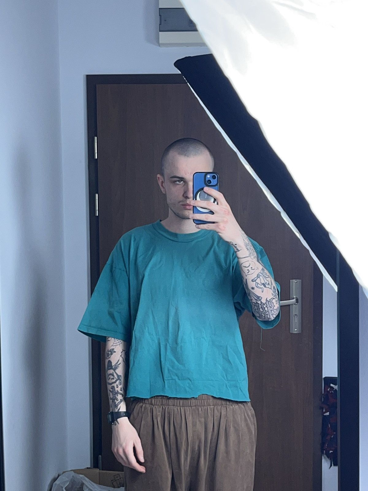 Vintage ➕ 90s vintage cropped trashed boxy af t-shirt Size US XL / EU 56 / 4 - 3 Thumbnail
