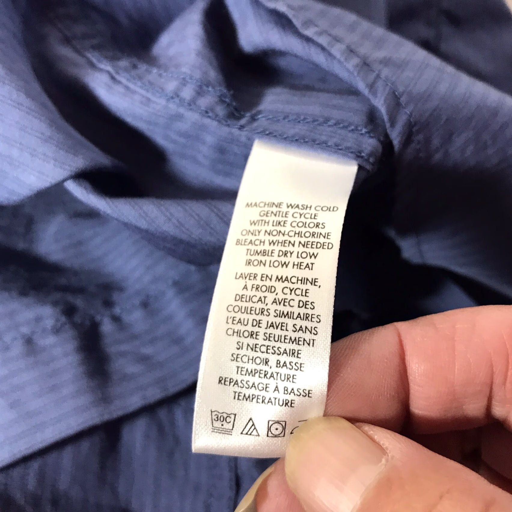 Calvin Klein Calvin Klein Blue Pinstripe Dress Shirt Mens XL Slim Fit Button-Down Long Sleeve Size 46R - 5 Thumbnail