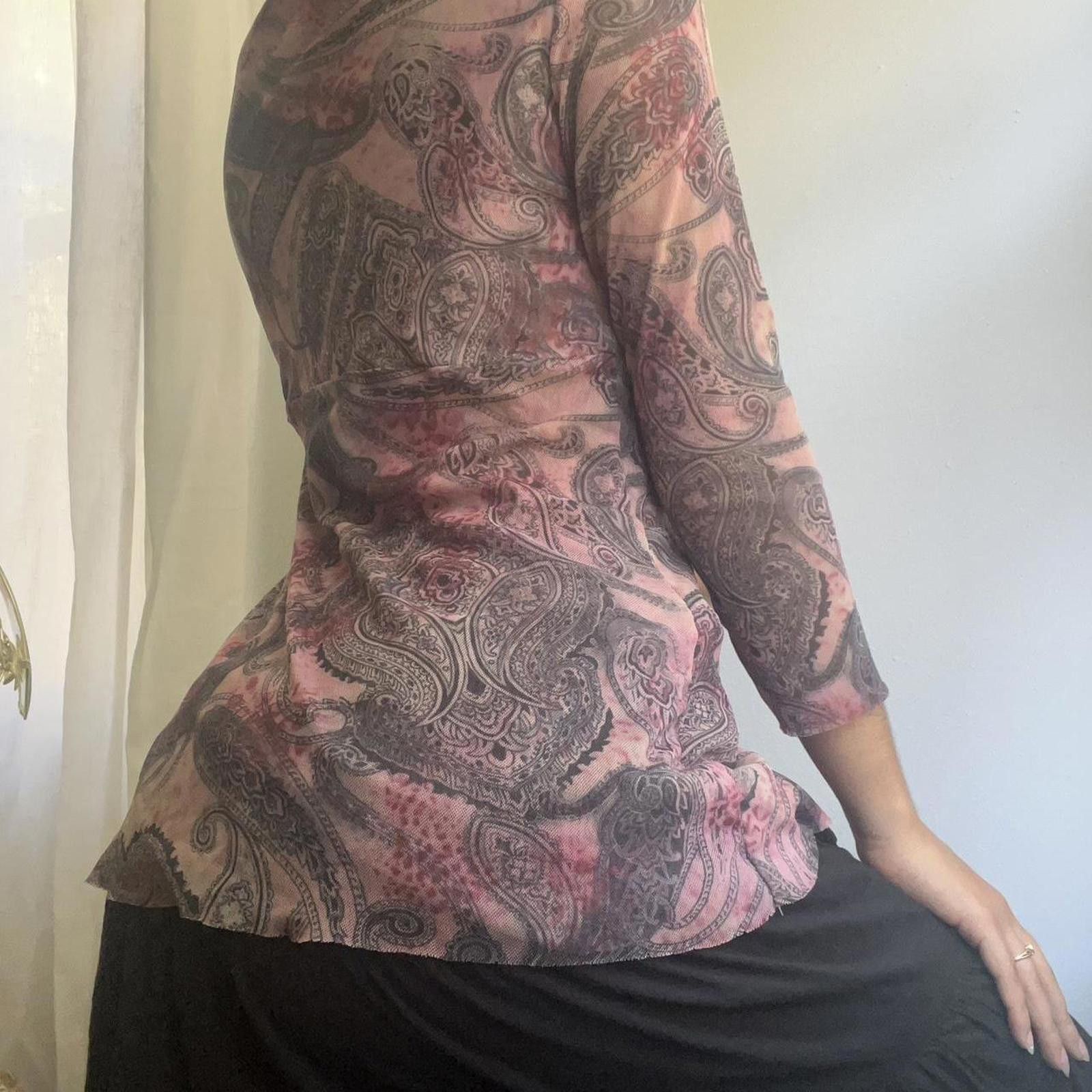 Other Pink paisley print mesh top with 3/4 sleeves #y2kfashion Size M / US 6-8 / IT 42-44 - 4 Thumbnail