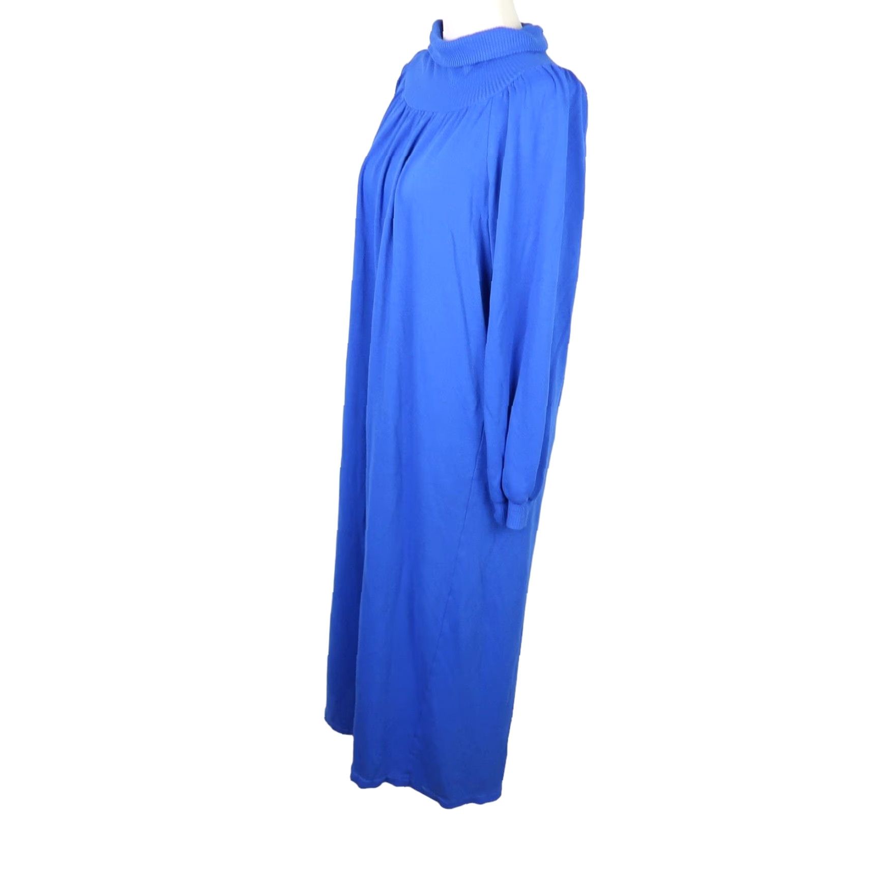 Vintage VINTAGE Charm Club 80s Dress Nightgown Midi Cobalt Blue Long Sleeve Mock Neck Women M Size M / US 6-8 / IT 42-44 - 3 Thumbnail