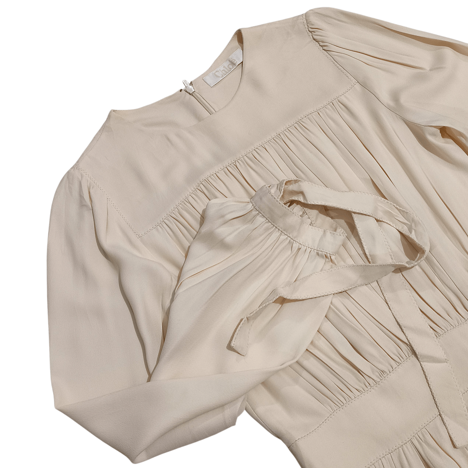 Chloe Chloé 18S Pleated Asymmetric Cady Mini Dress in Milk Size S / US 4 / IT 40 - 2 Thumbnail