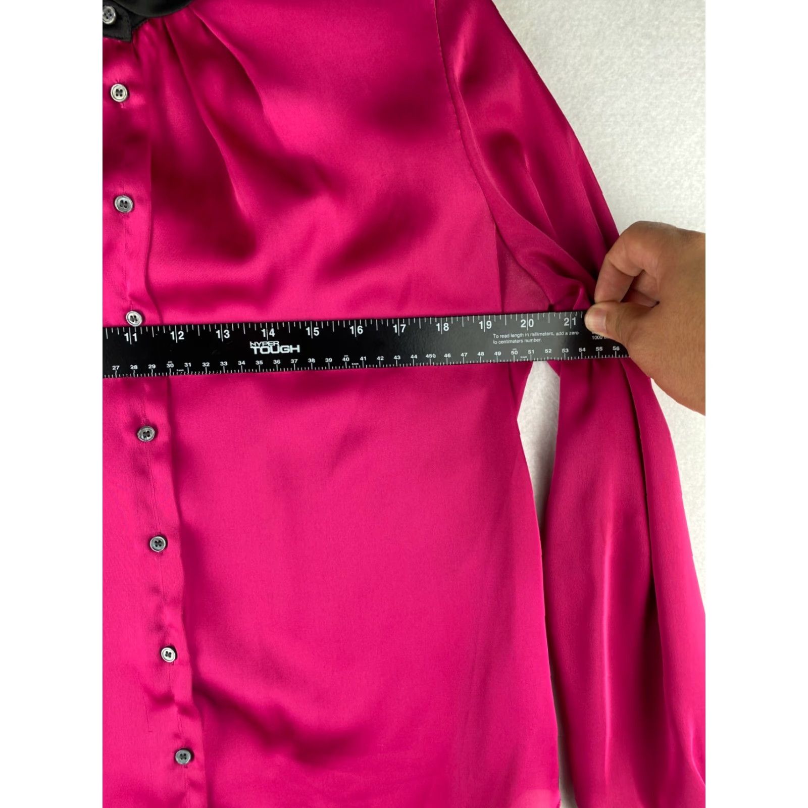Vince Camuto Vince Camuto Blouse Womens L Peter Pan Collar Long Sleeve Button Up Pink, Polyester, Regular, Solid, Modern, Part of Women’s Apparel Size L / US 10 / IT 46 - 5 Thumbnail