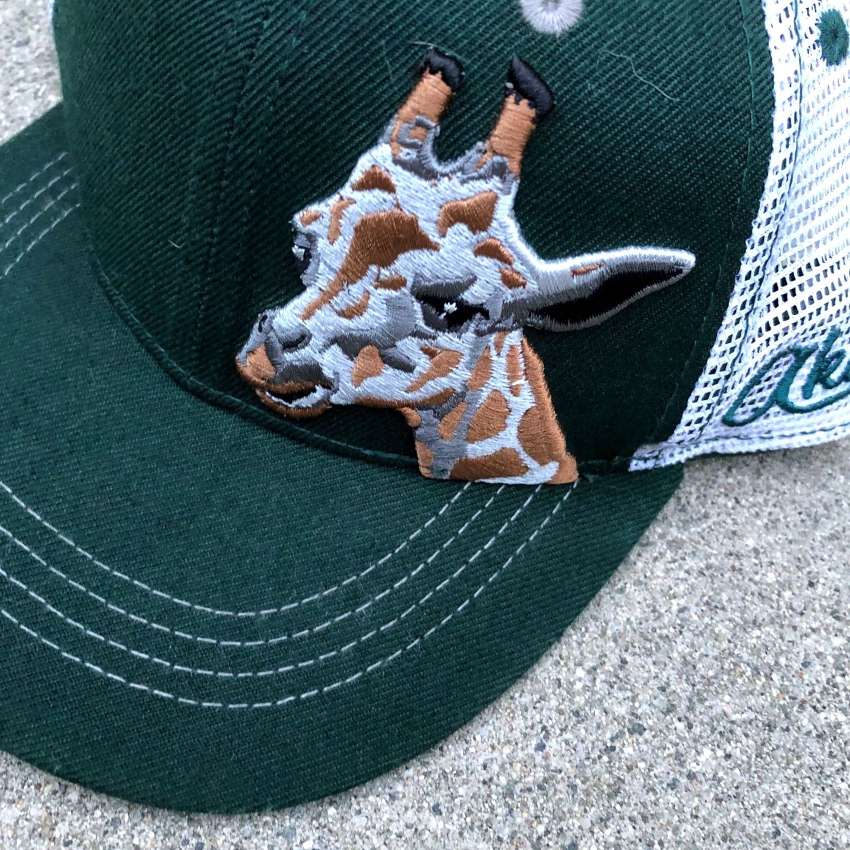 Vintage AKSELS Trucker Hat One Size Green Wool Blend Giraffe Snapback Cap Men's Size ONE SIZE - 2 Thumbnail