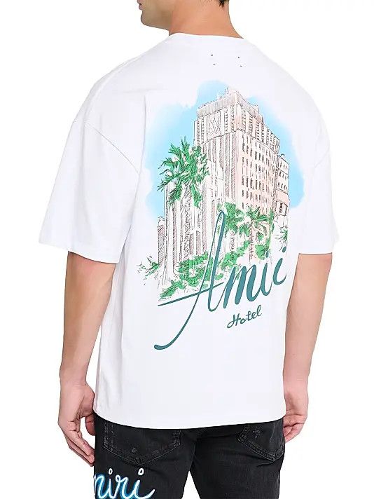 Amiri os11x1225 Hotel Oversized T-Shirt in White Size US M / EU 48-50 / 2 - 4 Thumbnail