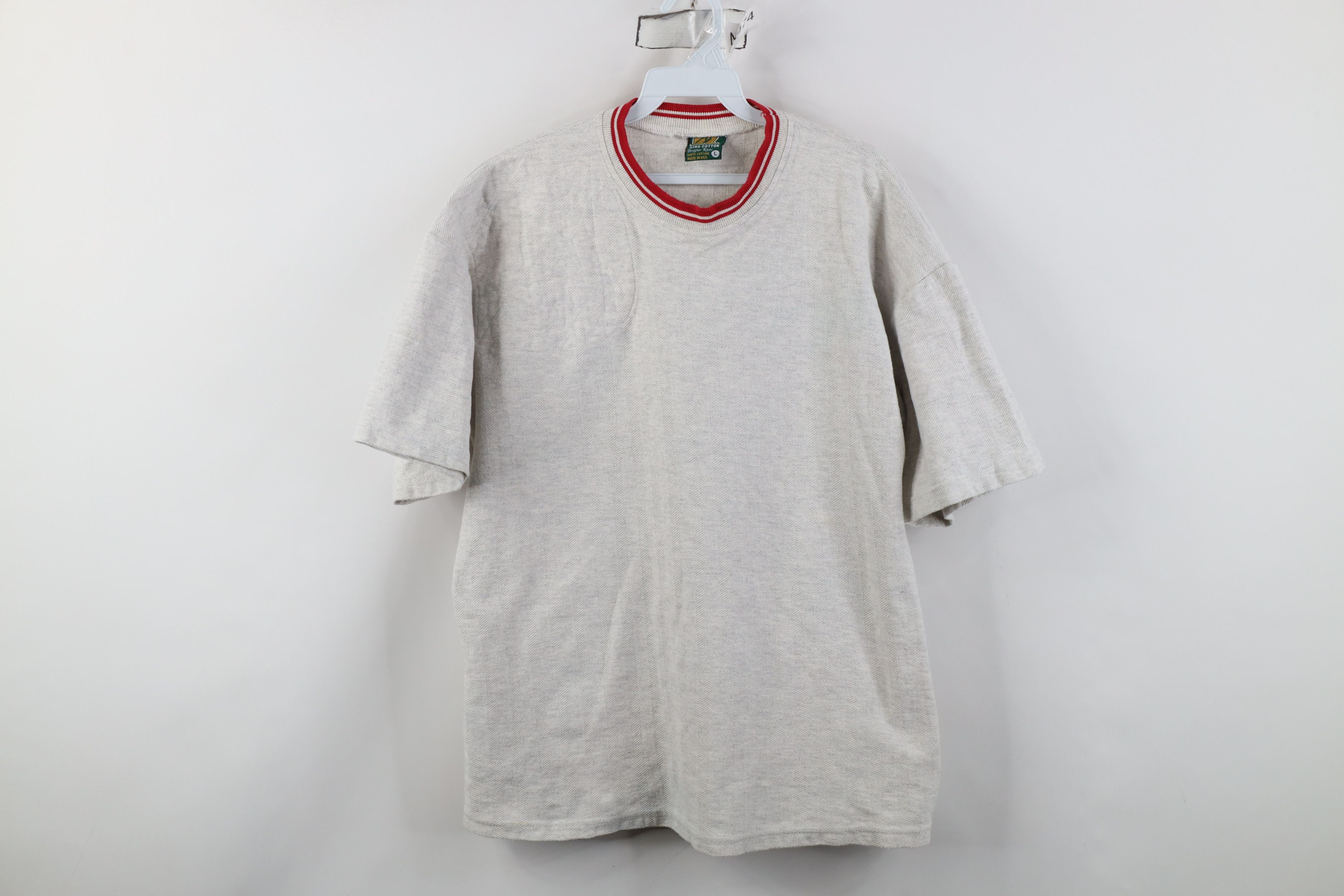 Vintage Vintage 90s Streetwear Herringbone Shooting T-Shirt Gray USA Size US L / EU 52-54 / 3 - 1 Thumbnail