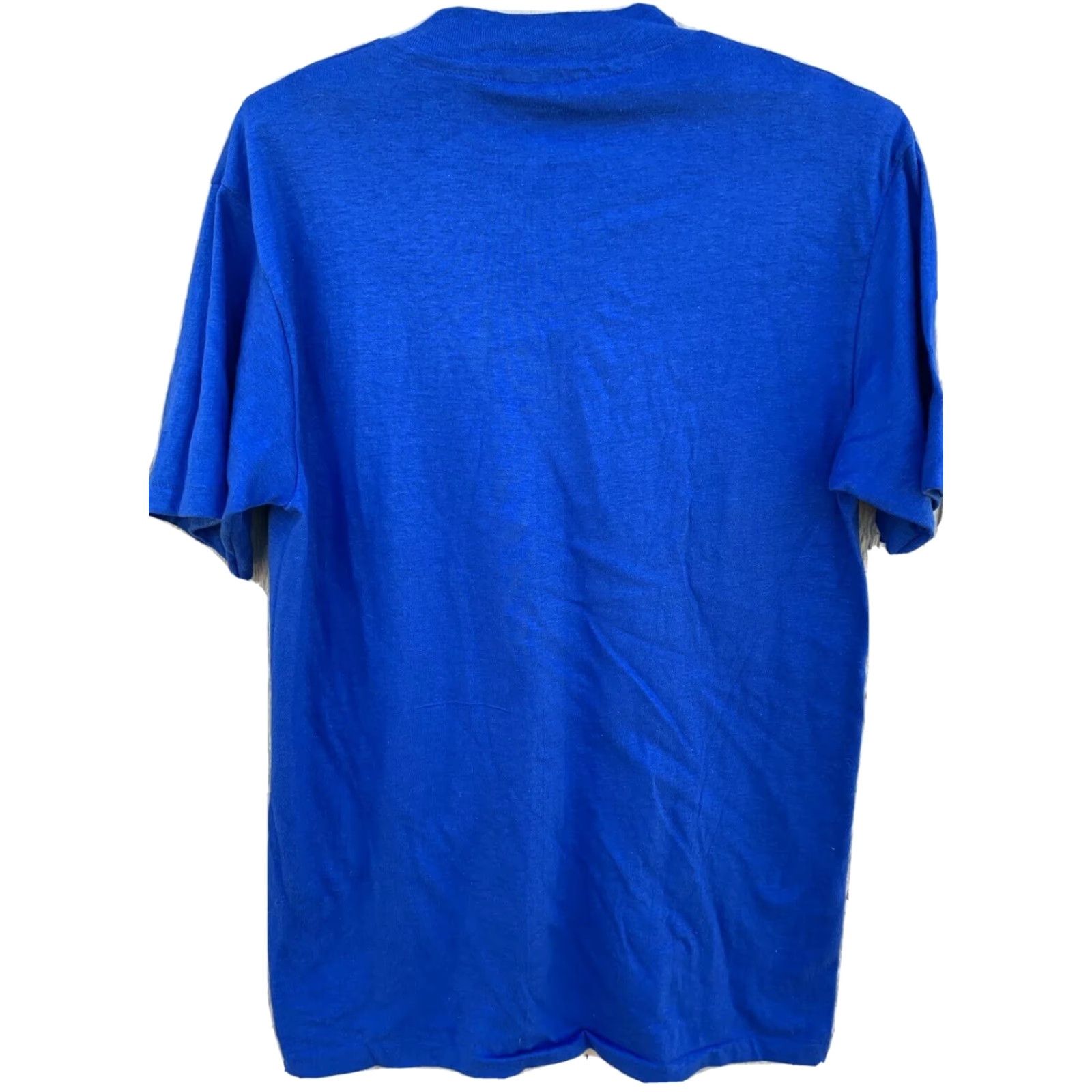 Hanes VINTAGE Hanes Gemini T-Shirt 1980s Iron On Transfer Made In USA M Navy Blue 100% Cotton Mens Sportswear/Beach Shirt Size US M / EU 48-50 / 2 - 3 Thumbnail