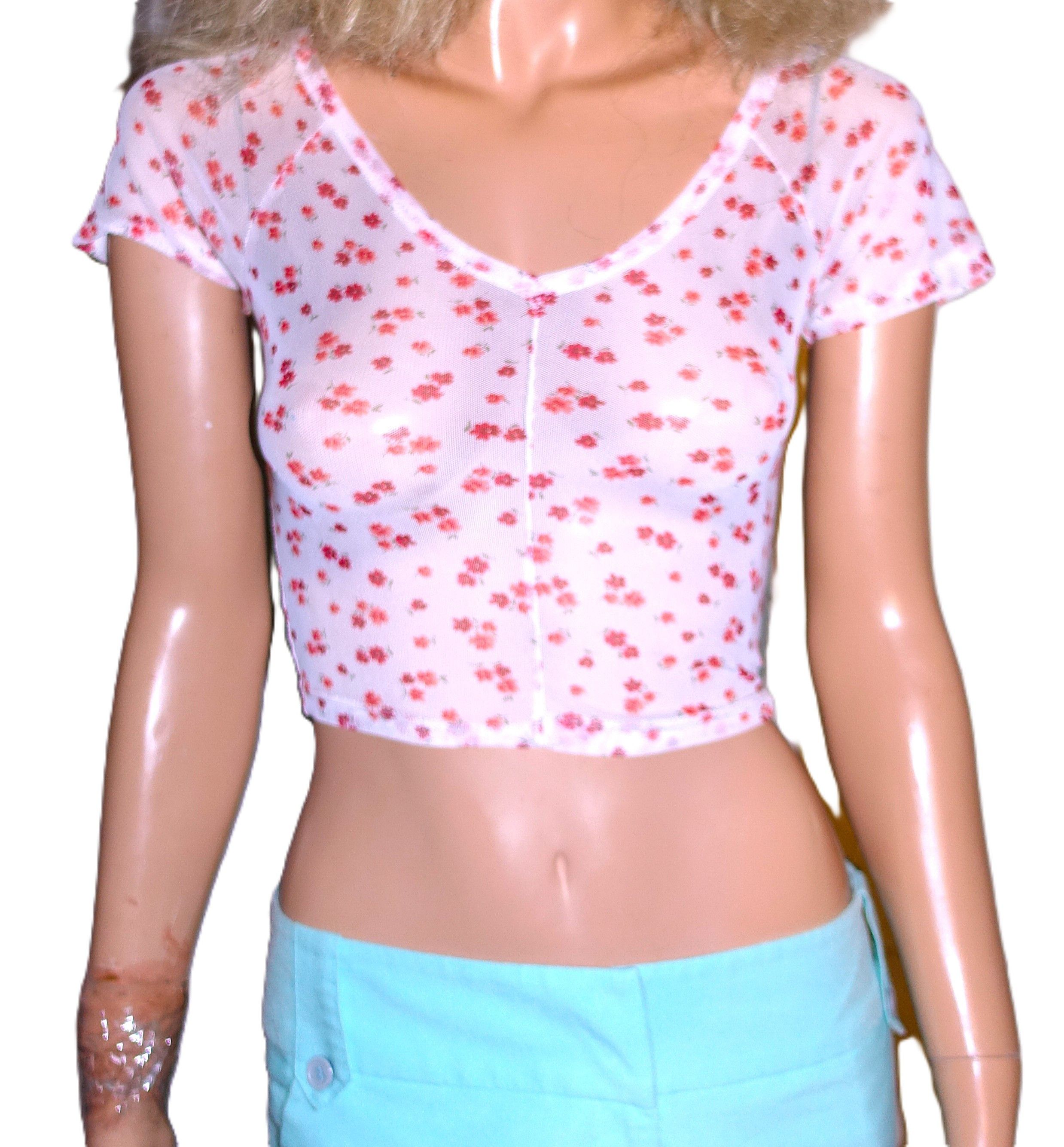 Other White Red Floral Sheet Crop Top XS Size XS / US 0-2 / IT 36-38 - 1 Thumbnail