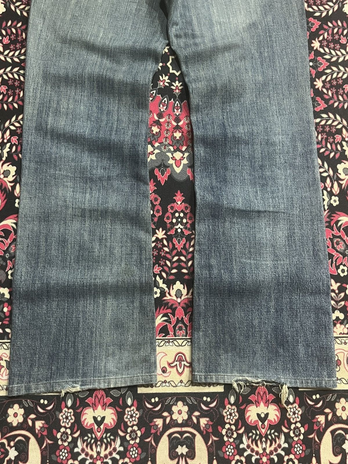 Wrangler Vintage Wrangler Blue Washed Distressed Flare Jeans Size US 32 / EU 48 - 10 Thumbnail