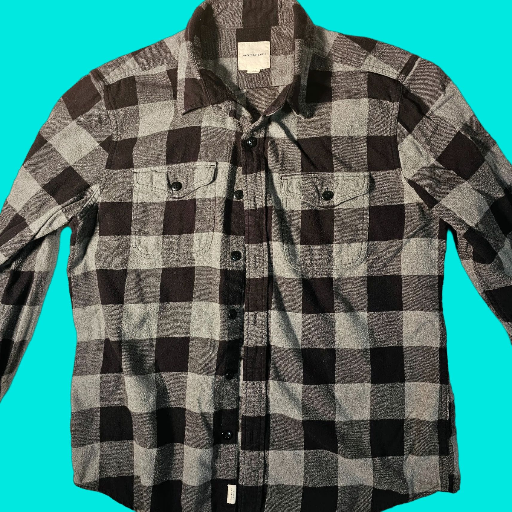 Vintage American Eagle Flannel Shirt Men's Large Black Check Long Sleeves Button-Up Size US L / EU 52-54 / 3 - 1 Thumbnail