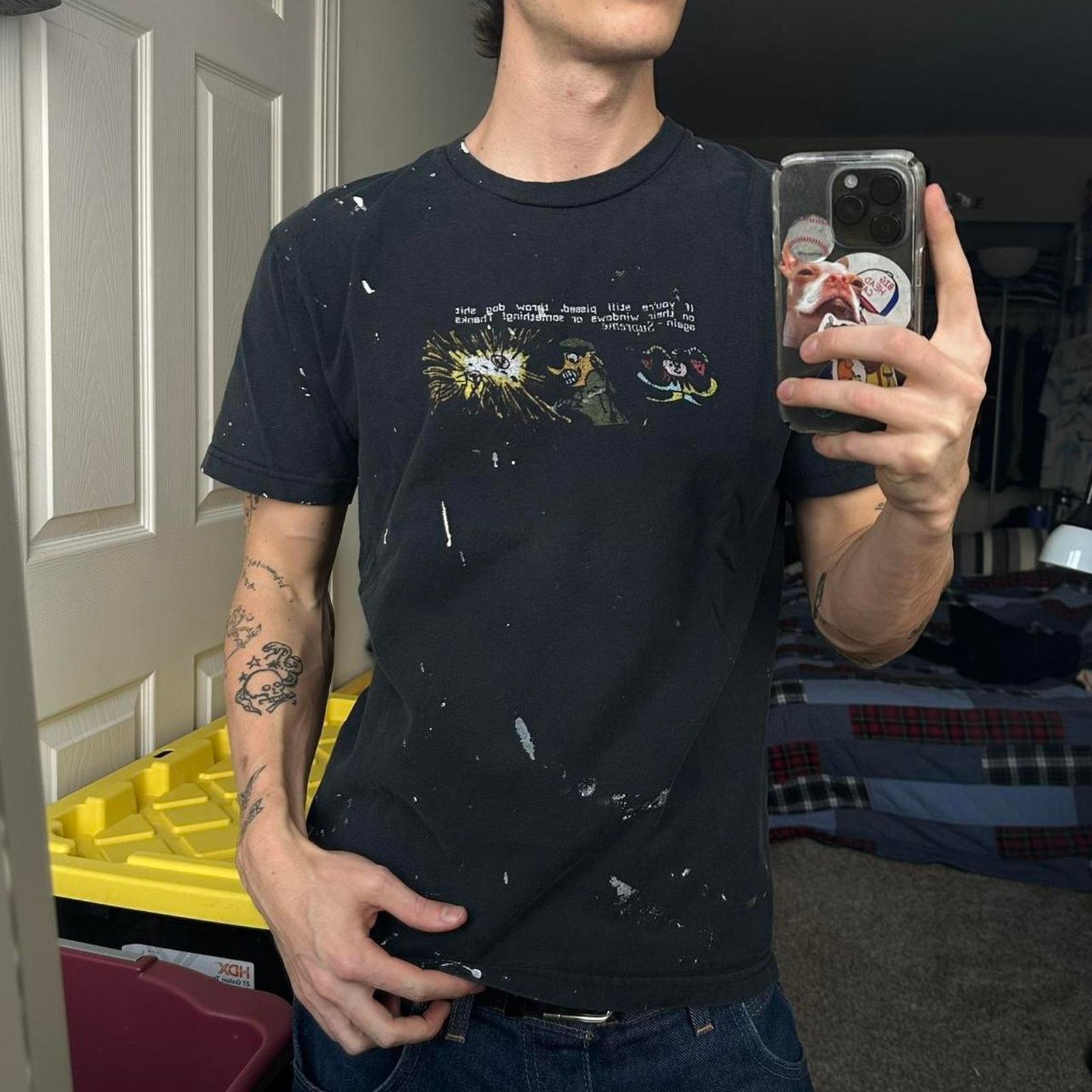 Supreme × Vintage Supreme Graphic Quote Dog Shit Black Faded Painter Shirt Size US M / EU 48-50 / 2 - 1 Thumbnail