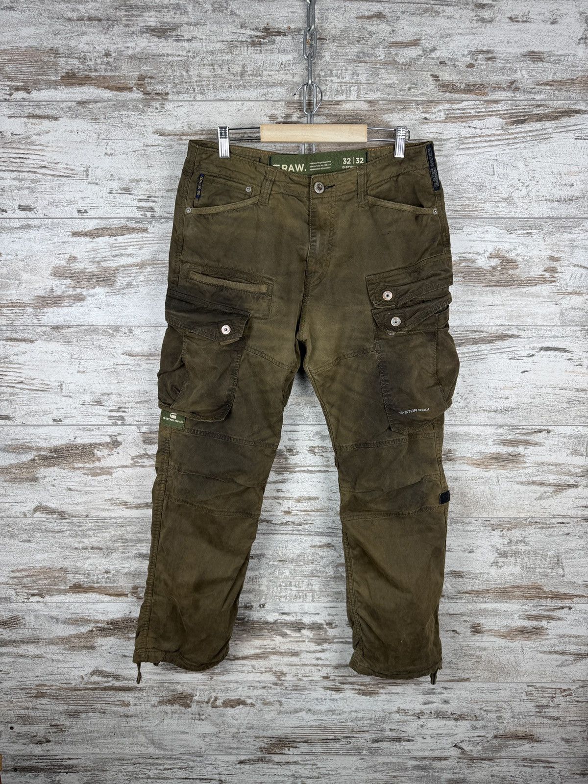 G-Star Mens Vintage G Star Raw RACKAM STRAIGHT CUFFED cargo pants Size US 32 / EU 48 - 2 Thumbnail