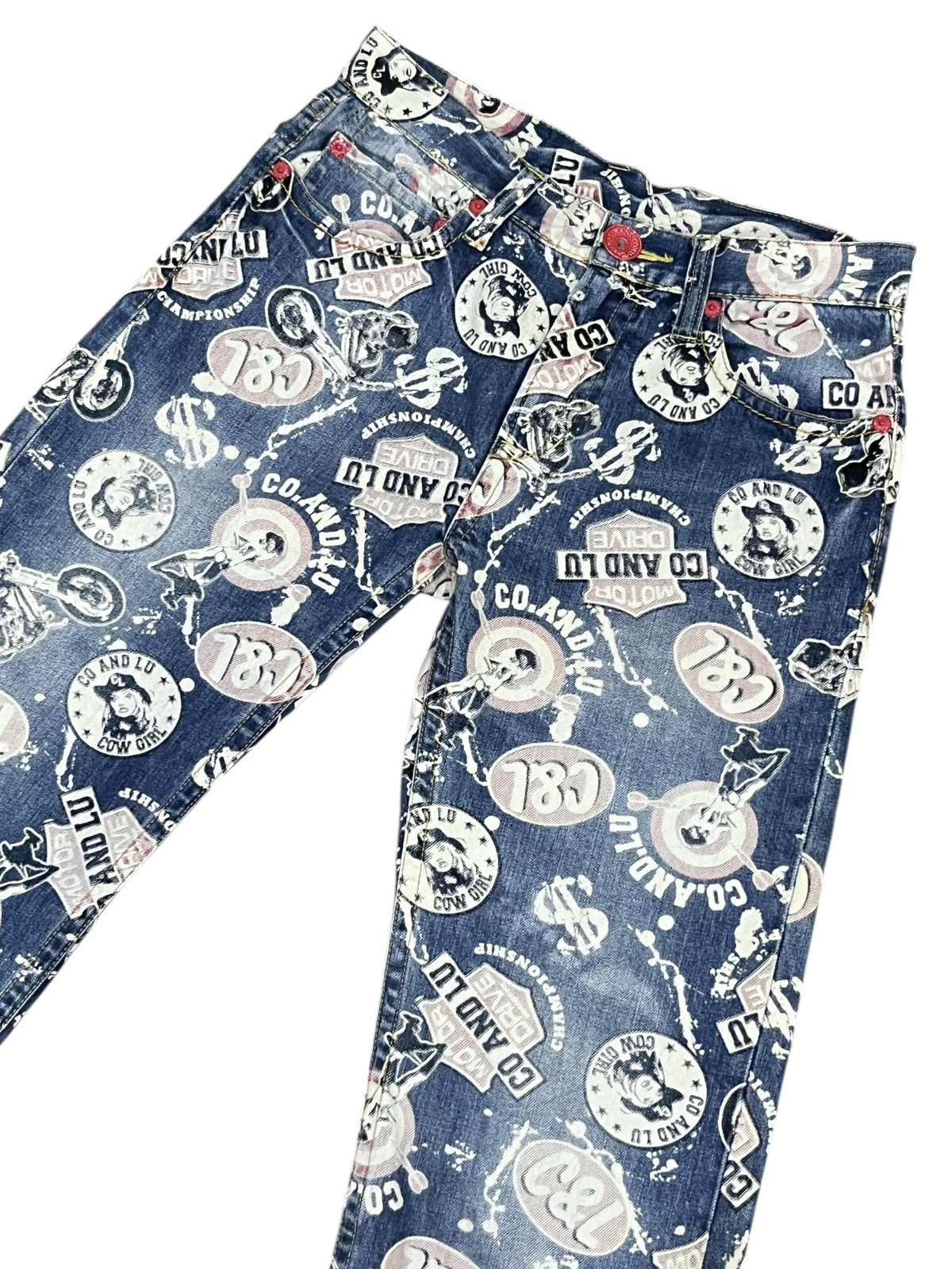 Hysteric Glamour FYE🔥C&L Motor Drive Hysteric Cow Girl All Over Print Denim Size US 29 - 4 Thumbnail