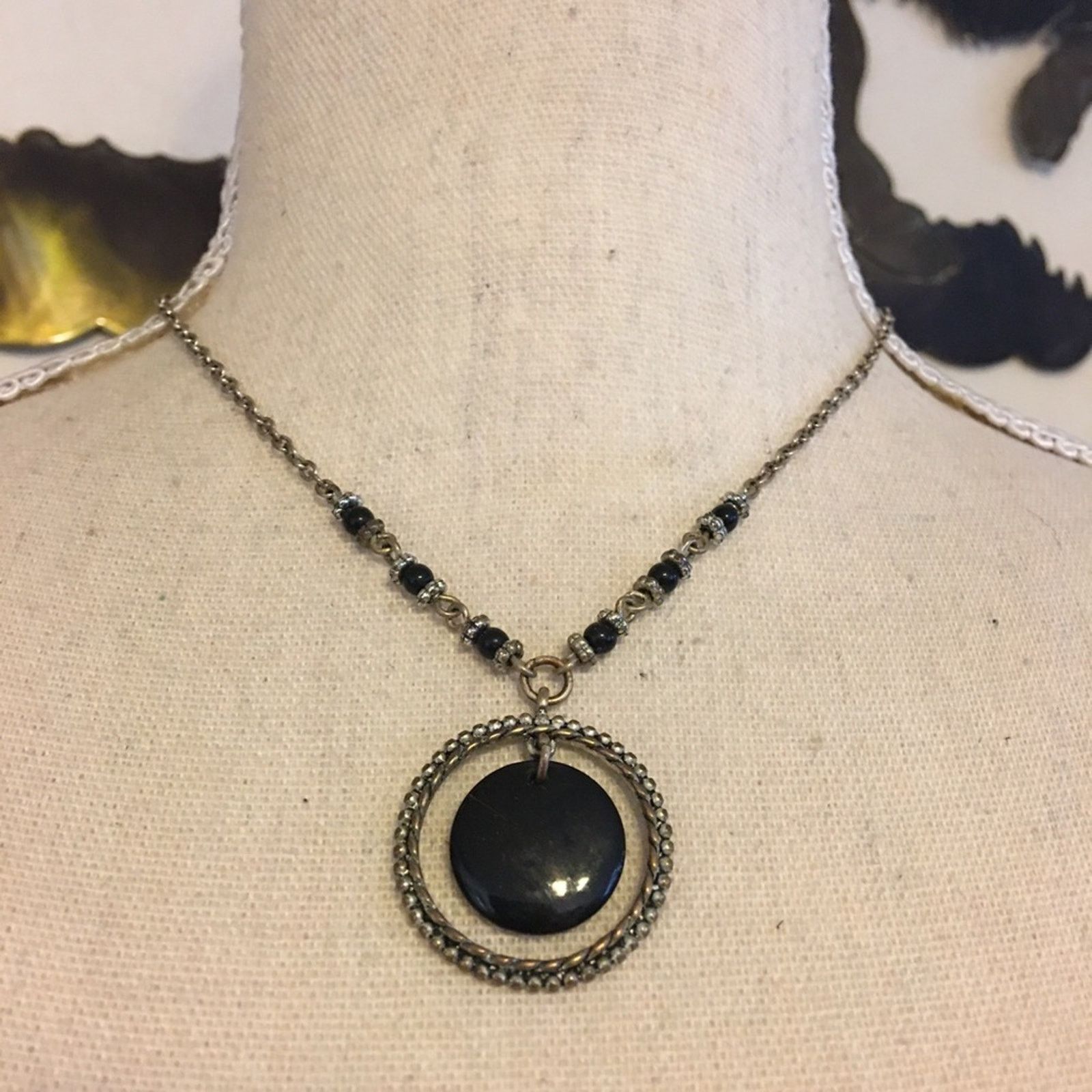 Jewelry Silver tone dangle bead medallion chain necklace Size ONE SIZE - 1 Thumbnail