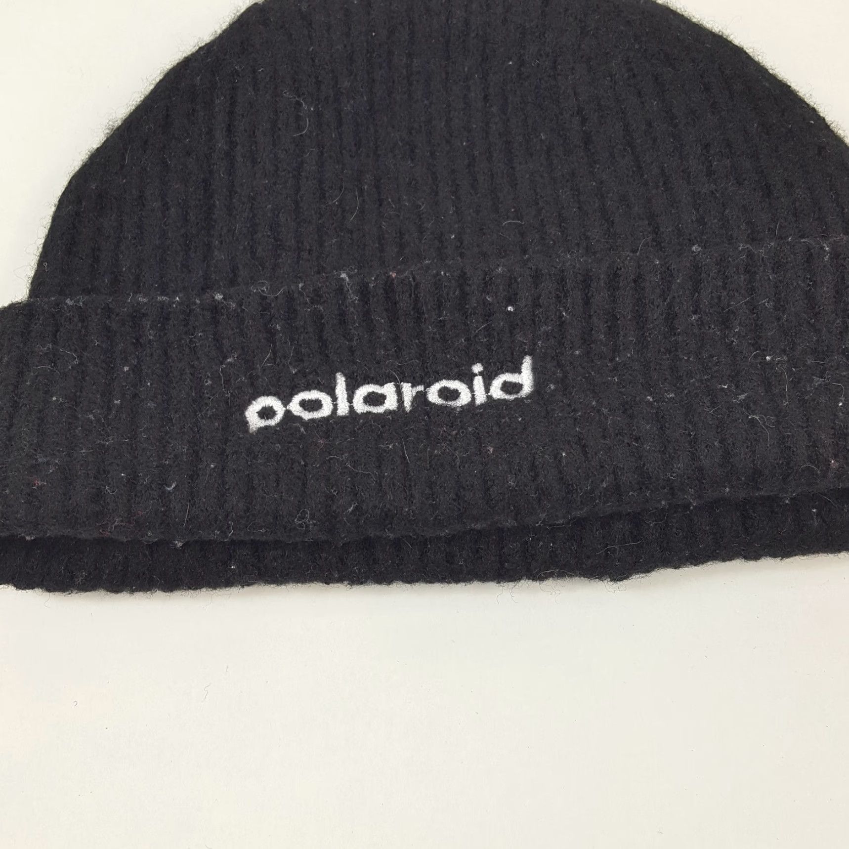 Polaroid VINTAGE Polaroid Beanie Knit Hat One Size Black Wool Cotton Acrylic Men's Beanie 90s Hipster Winter Hat Size ONE SIZE - 3 Thumbnail