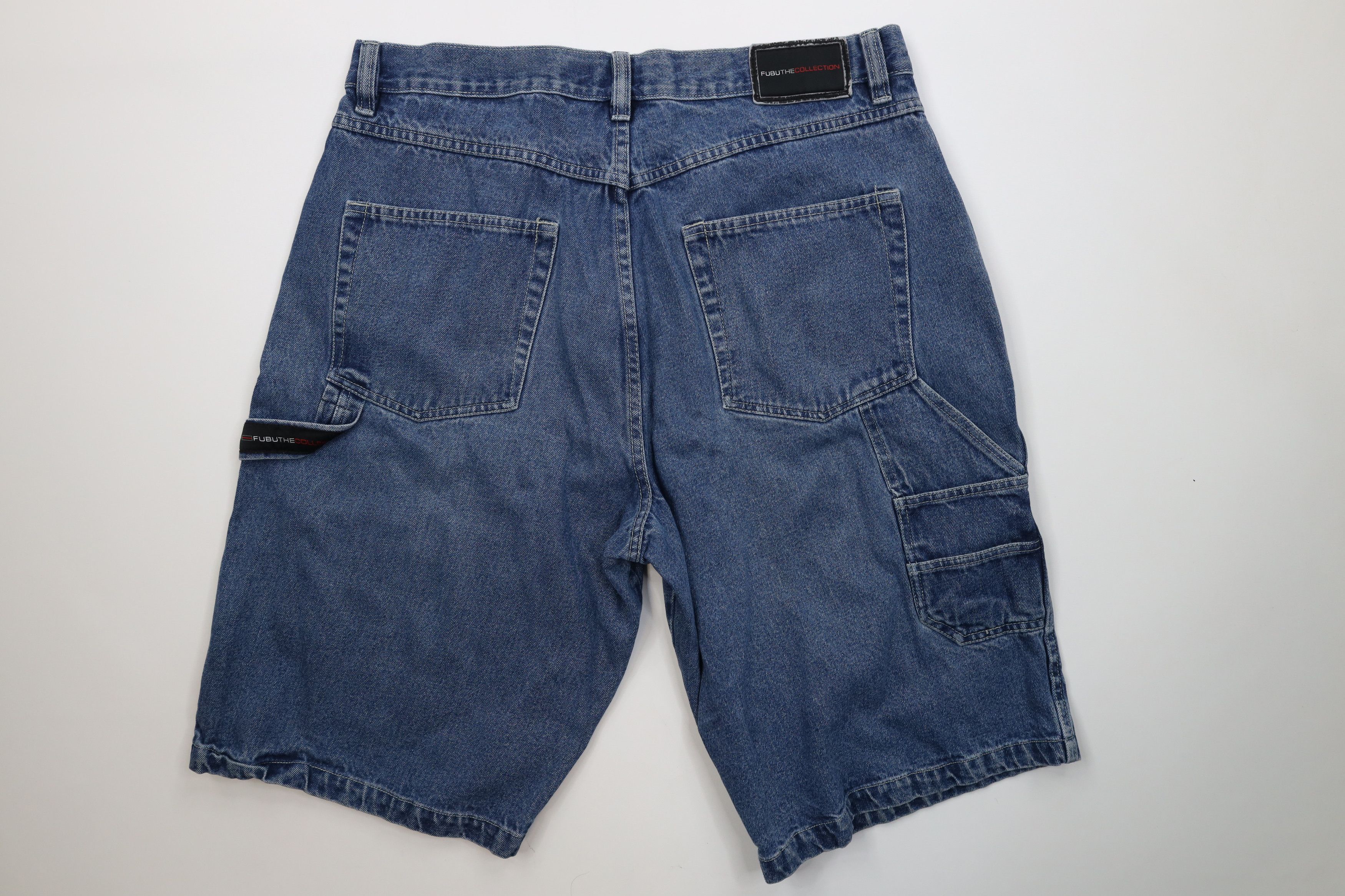Fubu Vintage 90s Y2K FUBU Relaxed Fit Denim Dungaree Shorts Blue Size US 38 / EU 54 - 10 Thumbnail