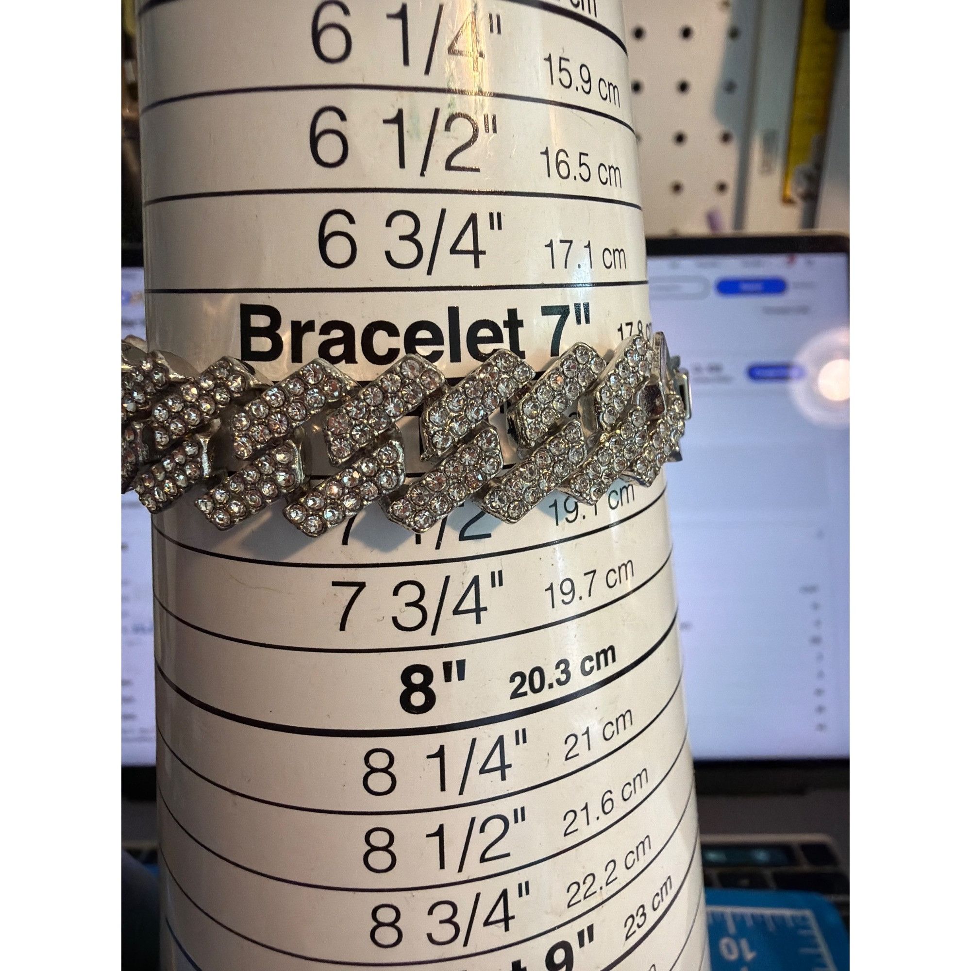Other Pave Rhinestone Cuban Link Bracelet Silver Tone Iced Out Fol Size ONE SIZE - 4 Thumbnail