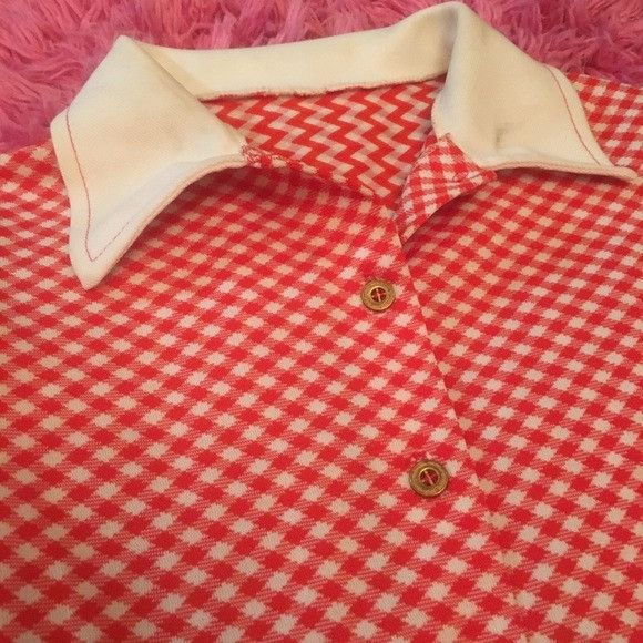 Vintage Vintage Handmade Red Checkered Collar Button Dress Size XS / US 0-2 / IT 36-38 - 8 Thumbnail
