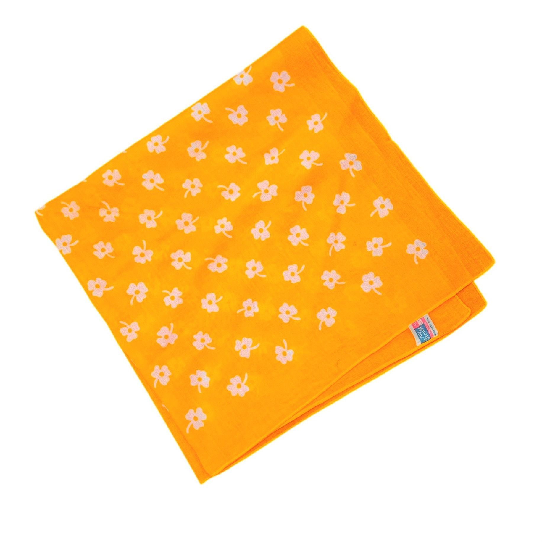 Vintage Ray Strauss 1960s Mod Cotton Scarf Pair Turquoise Marigold M Size ONE SIZE - 14 Thumbnail