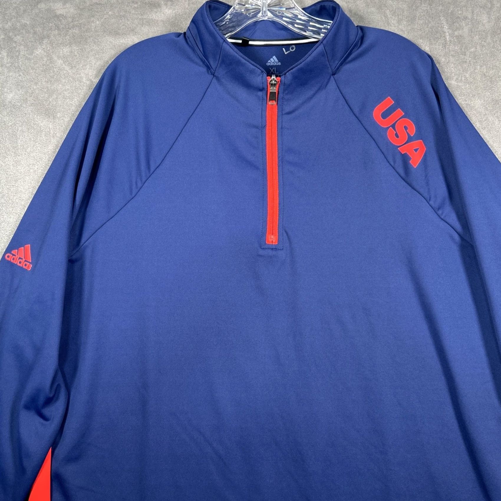 Adidas Adidas Team USA 1/4 Zip Pullover Mens XL Long Sleeve Performance Stretch Shirt Size US XL / EU 56 / 4 - 2 Thumbnail