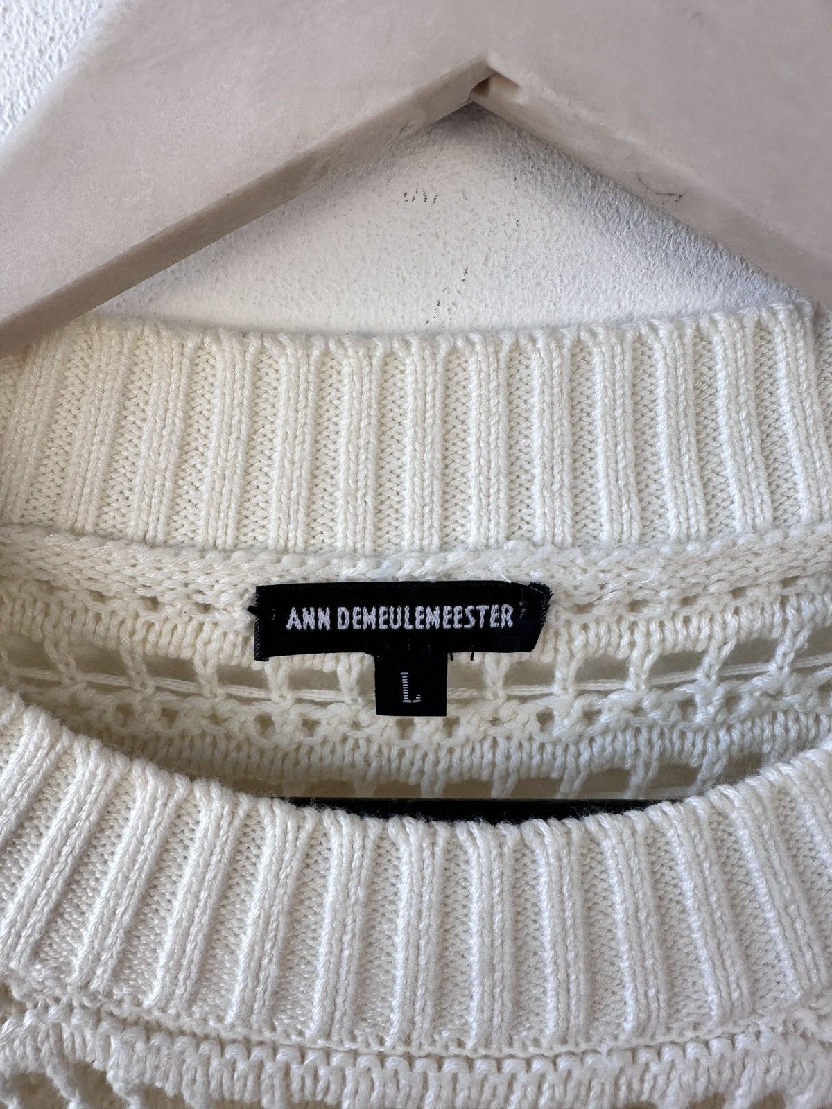 Ann Demeulemeester Ann Demeulemeester Ivory Crochet Knit Sweater L Mesh Archive Size L / US 10 / IT 46 - 7 Thumbnail