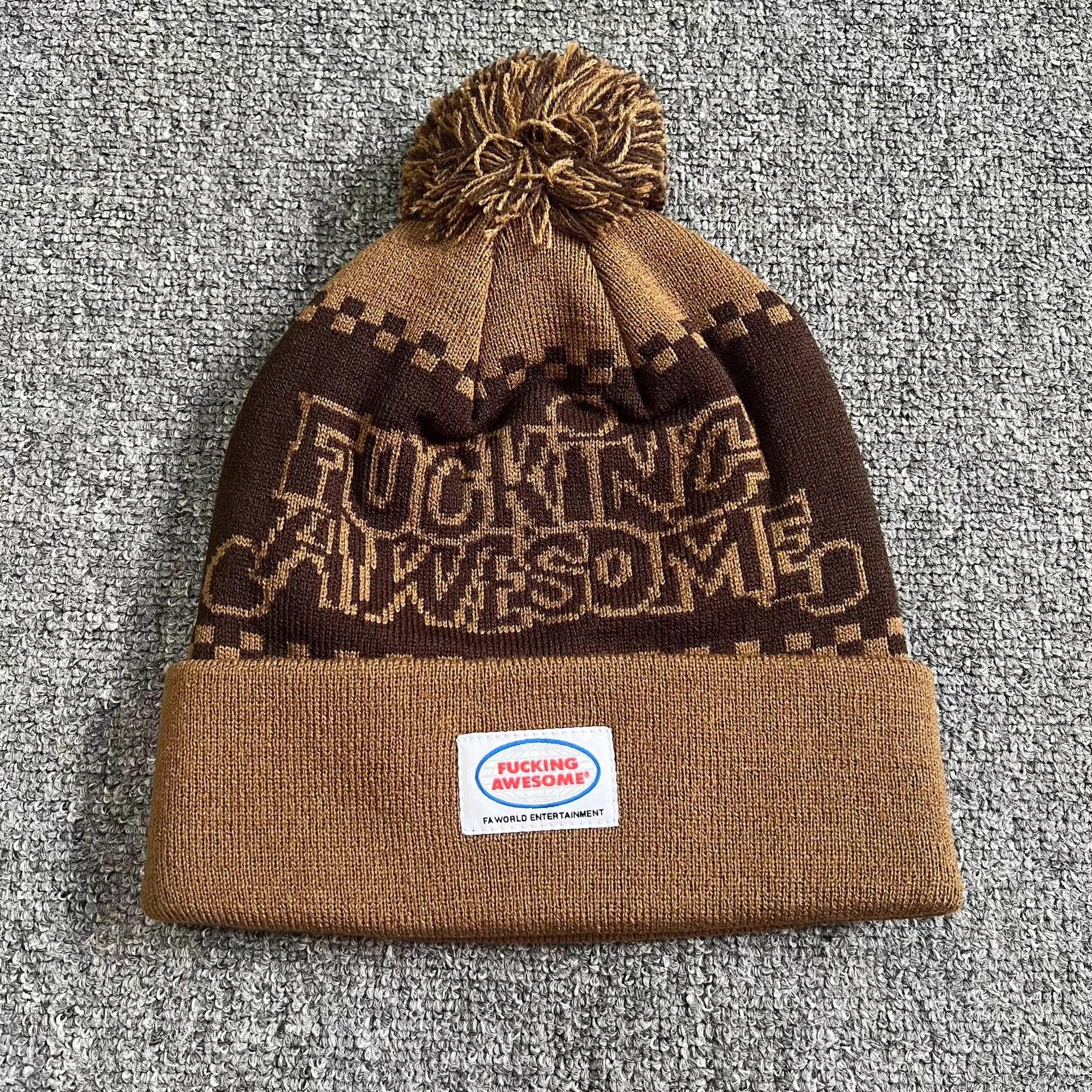 Fucking Awesome Fucking Awesome Patch Embroidered Pom-Pom Knitted Beanie Q7 Size ONE SIZE - 3 Thumbnail