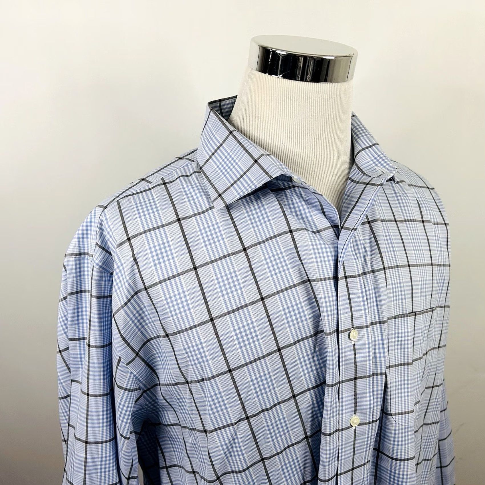 Brooks Brothers Brooks Brothers Dress Shirt Blue Brown Glen Plaid 18 35 Traditional Fit Non Iron Collar Spread Mens Regular Size 18 XS-XL Size 48R - 2 Thumbnail