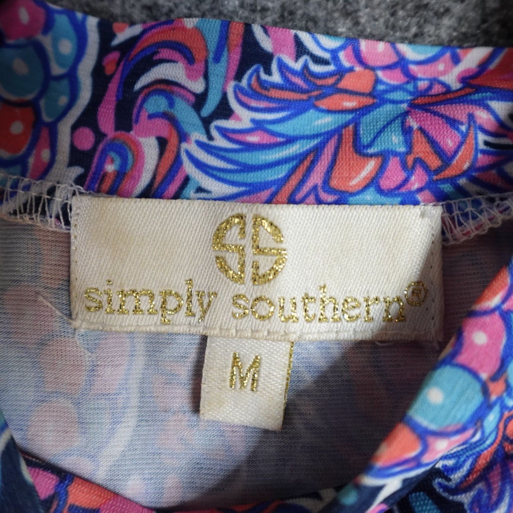 Vintage Simply Southern Dress Midi A-Line Sleeveless Blue Pineapples XS? Size M / US 6-8 / IT 42-44 - 2 Thumbnail