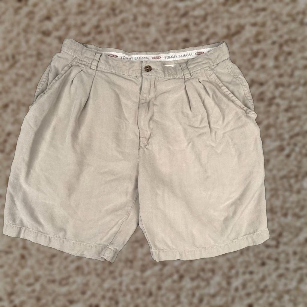 Tommy Bahama VINTAGE? No. Just Tommy Bahama Relax Chino Shorts Mens 34 Khaki Tan Silk 100% Relaxed Pleated Beach Casual Size US 34 / EU 50 - 1 Thumbnail